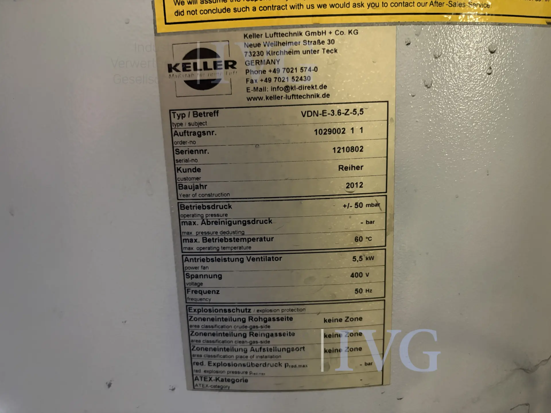 Absauganlage mit Nassabscheider KELLER VDN-E-3.6-Z-5,5 – foto 2 – kavel bij IVG, Freiberg