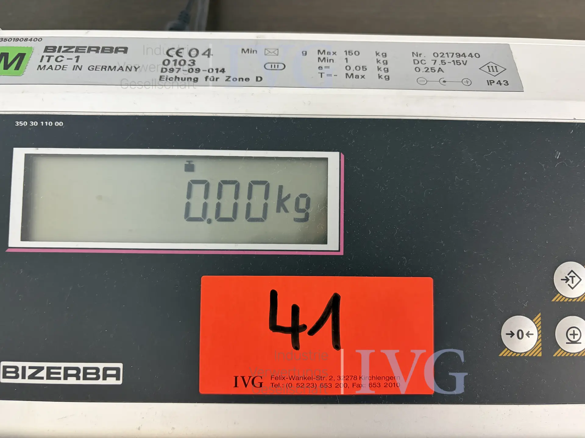 Platformweegschaal BIZERBA ITC-1 – foto 2 – kavel bij IVG, Herford