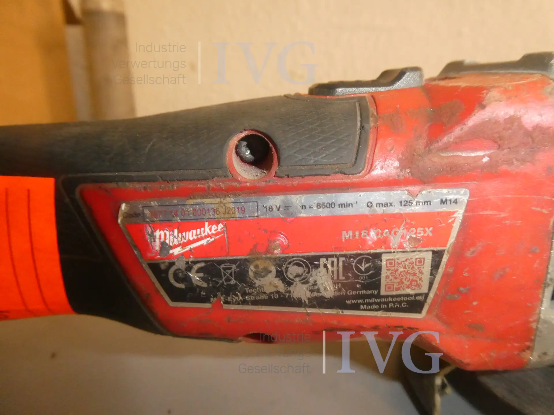 MILWAUKEE M18 CAG 125X accu-haakse slijper – foto 3 – kavel bij IVG, Oberhausen