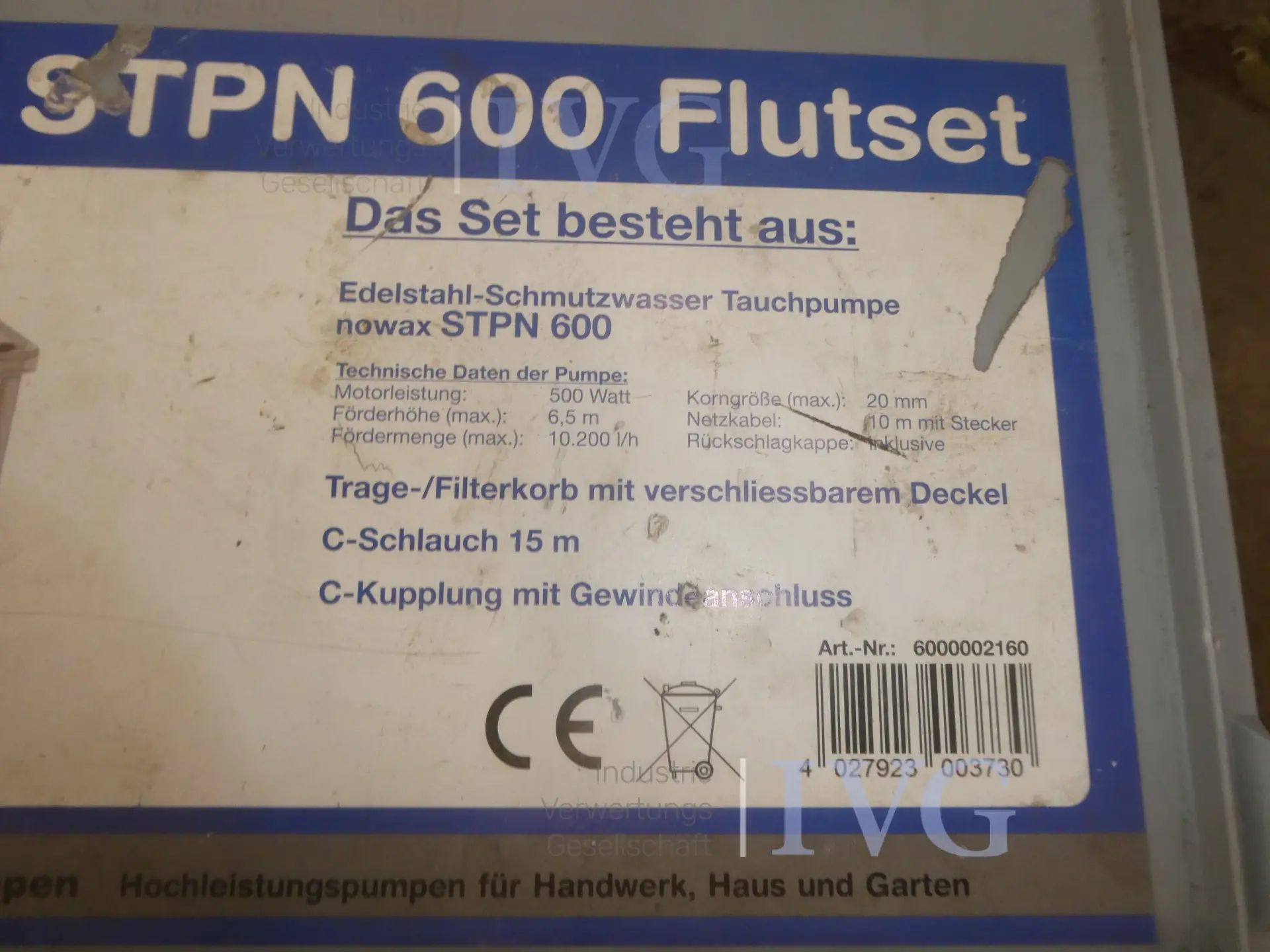 Roestvrijstalen dompelpompset voor vuil water NOWAX STPN 600 overstromingsset – foto 4 – kavel bij IVG, Oberhausen