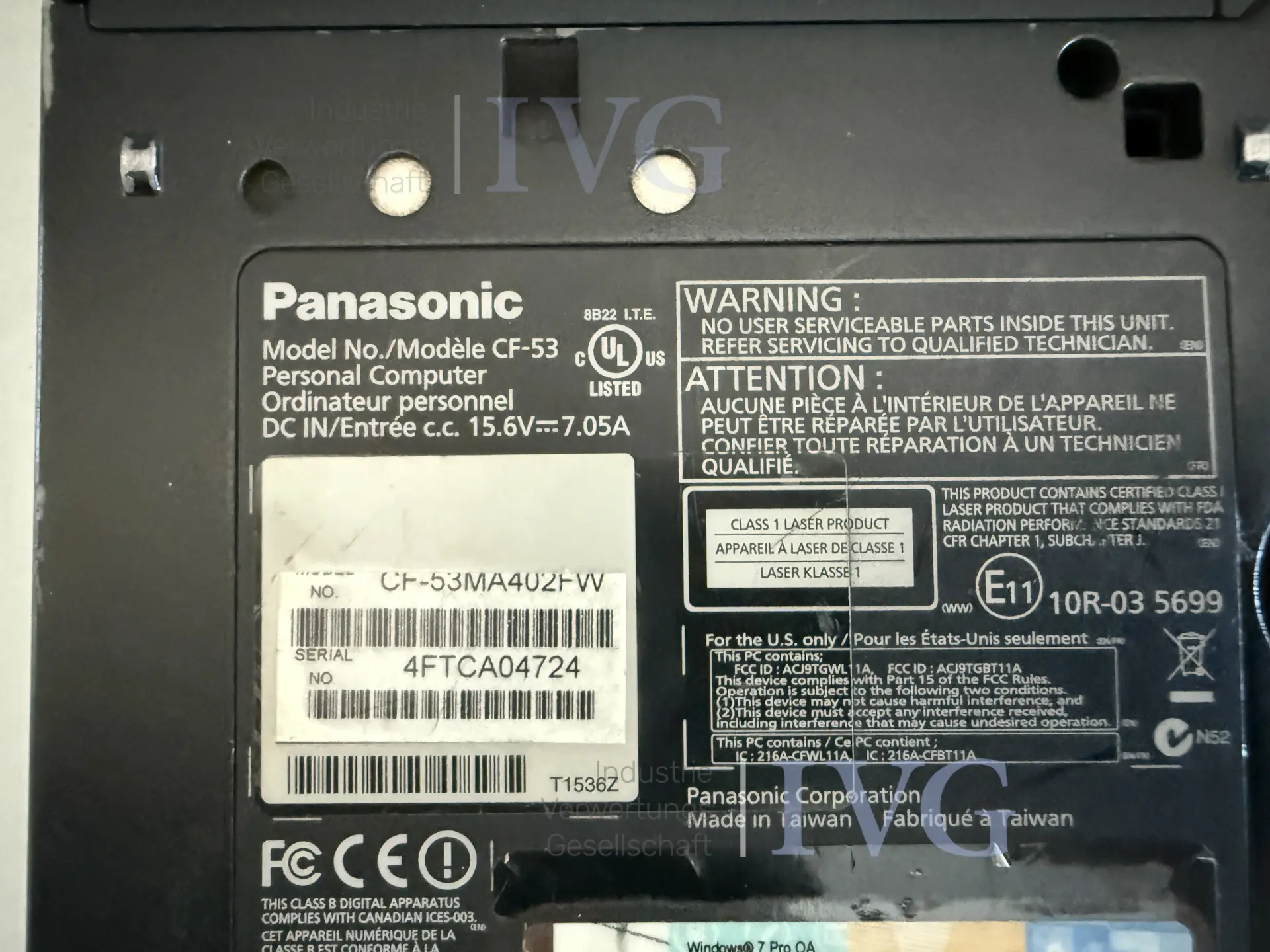 Notebook PANASONIC CF-53 – foto 4 – kavel bij IVG, Wilhelmshaven