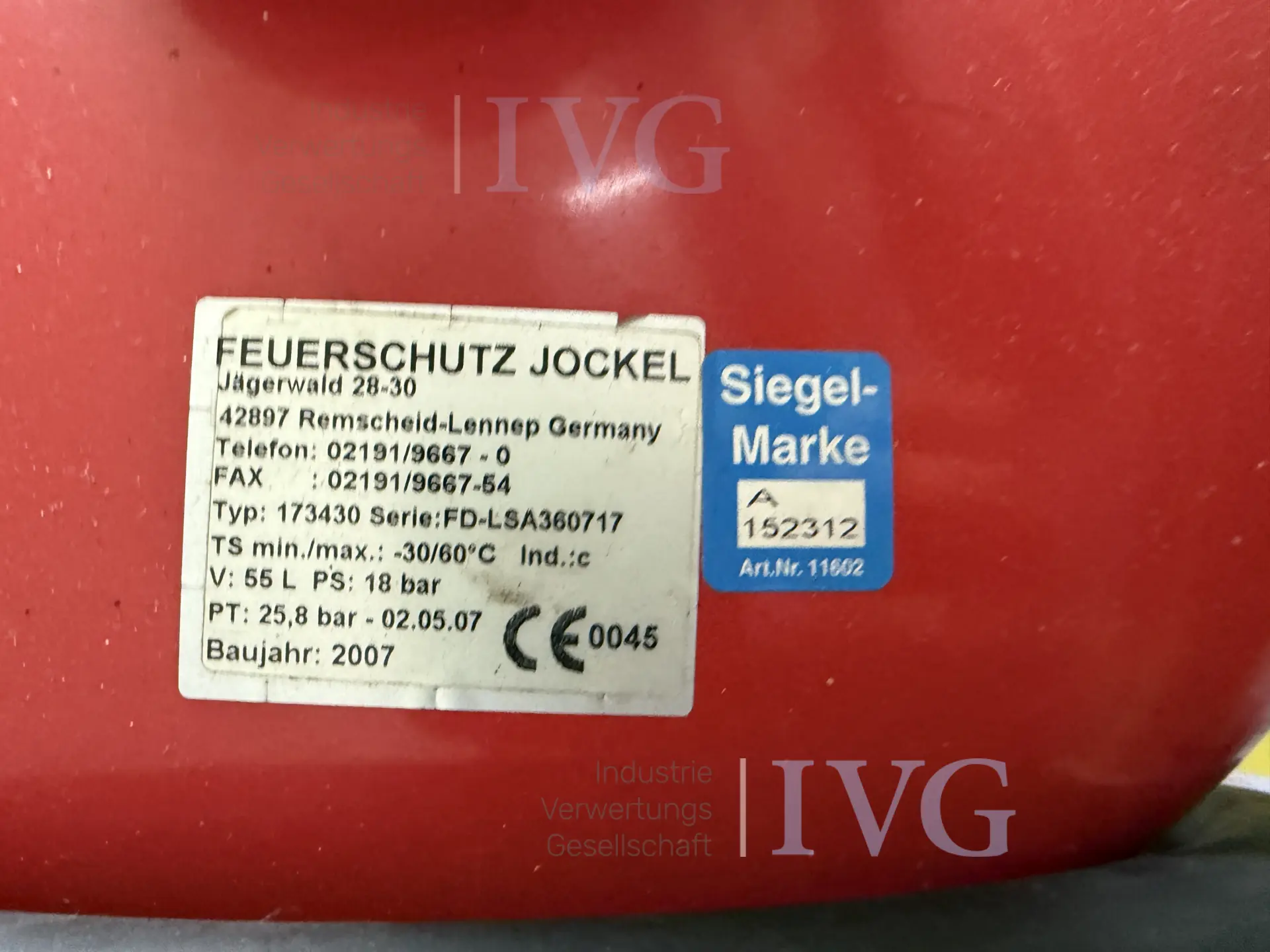 Brandblusser JOCKEL – foto 3 – kavel bij IVG, Wilhelmshaven