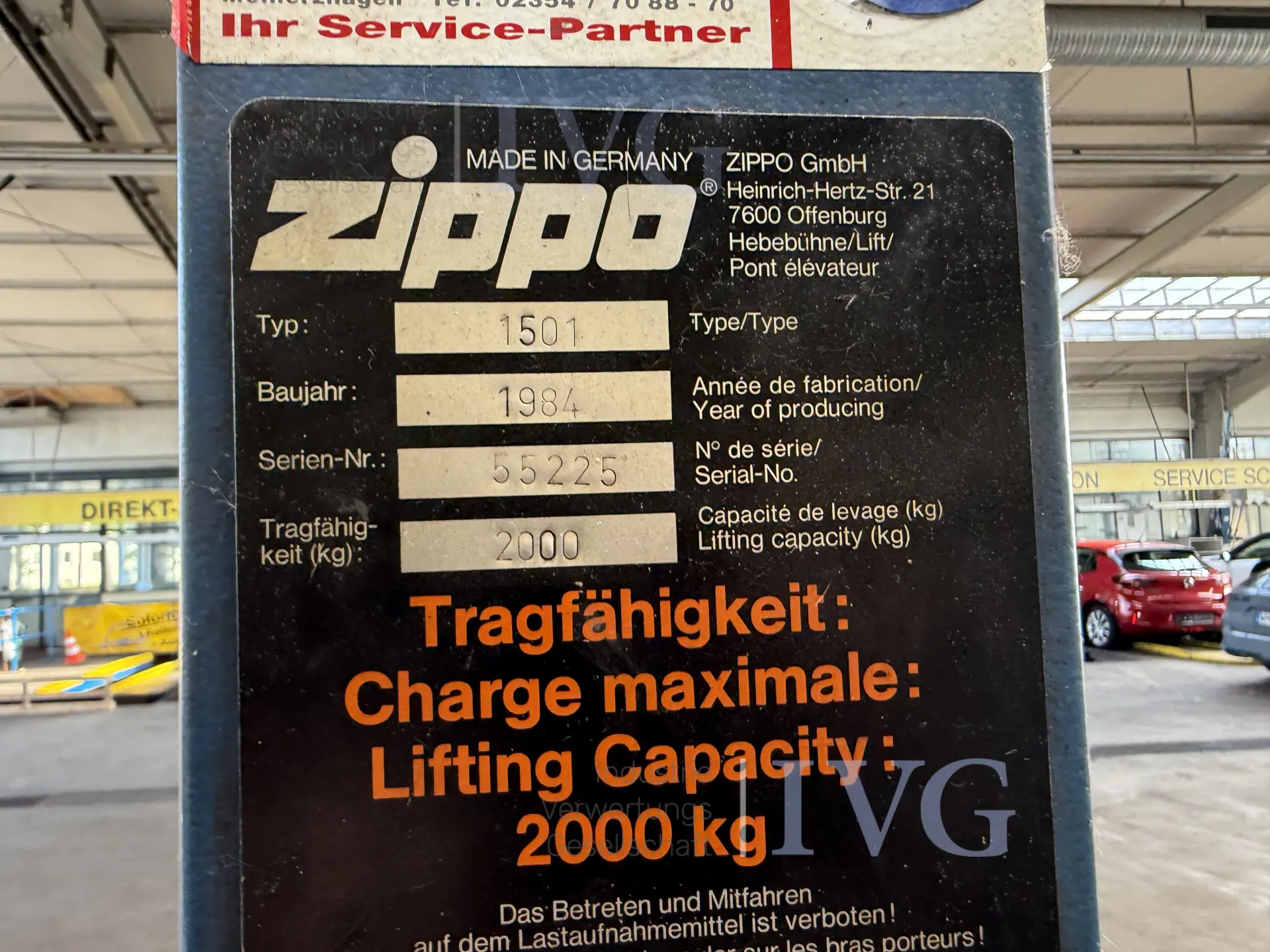 2-koloms hefbrug ZIPPO 1501 – foto 3 – kavel bij IVG, Wilhelmshaven