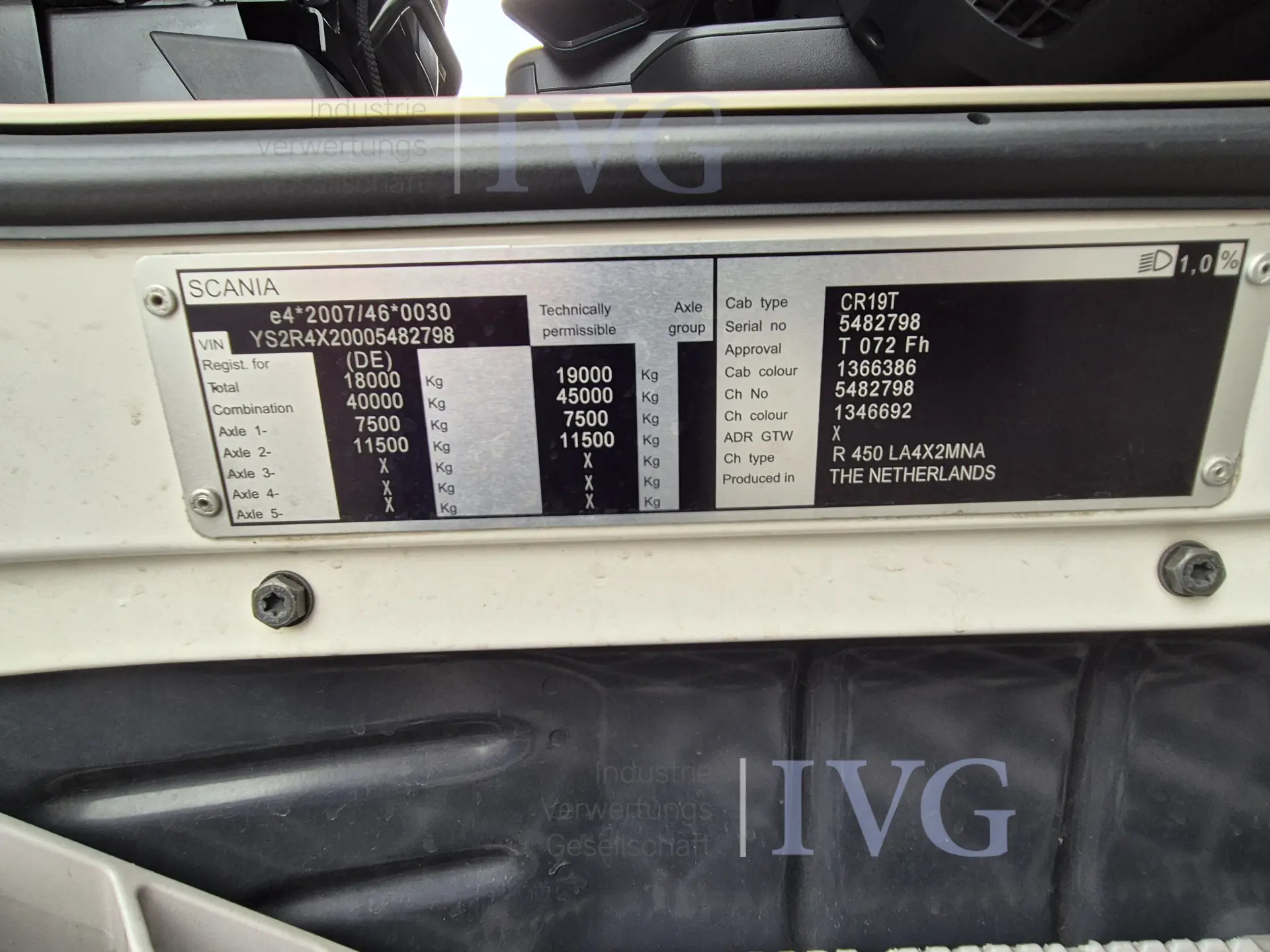 Sattelzugmaschine Fz.z.Gü.bef. > 12 t SCANIA R450 – foto 12 – kavel bij IVG, Rödinghausen