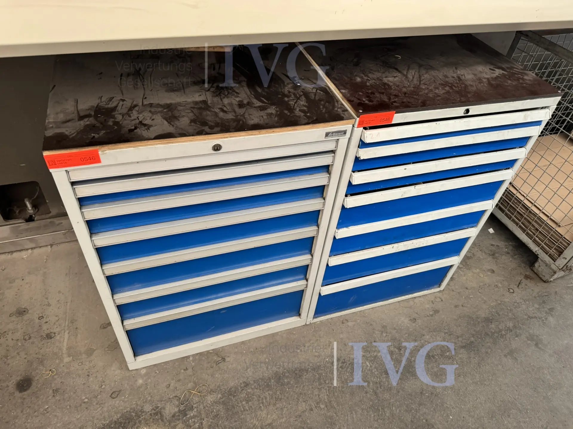 Stahl-Schubladenschränke (blau-weiß) GARANT – kavel bij IVG, Gaimersheim