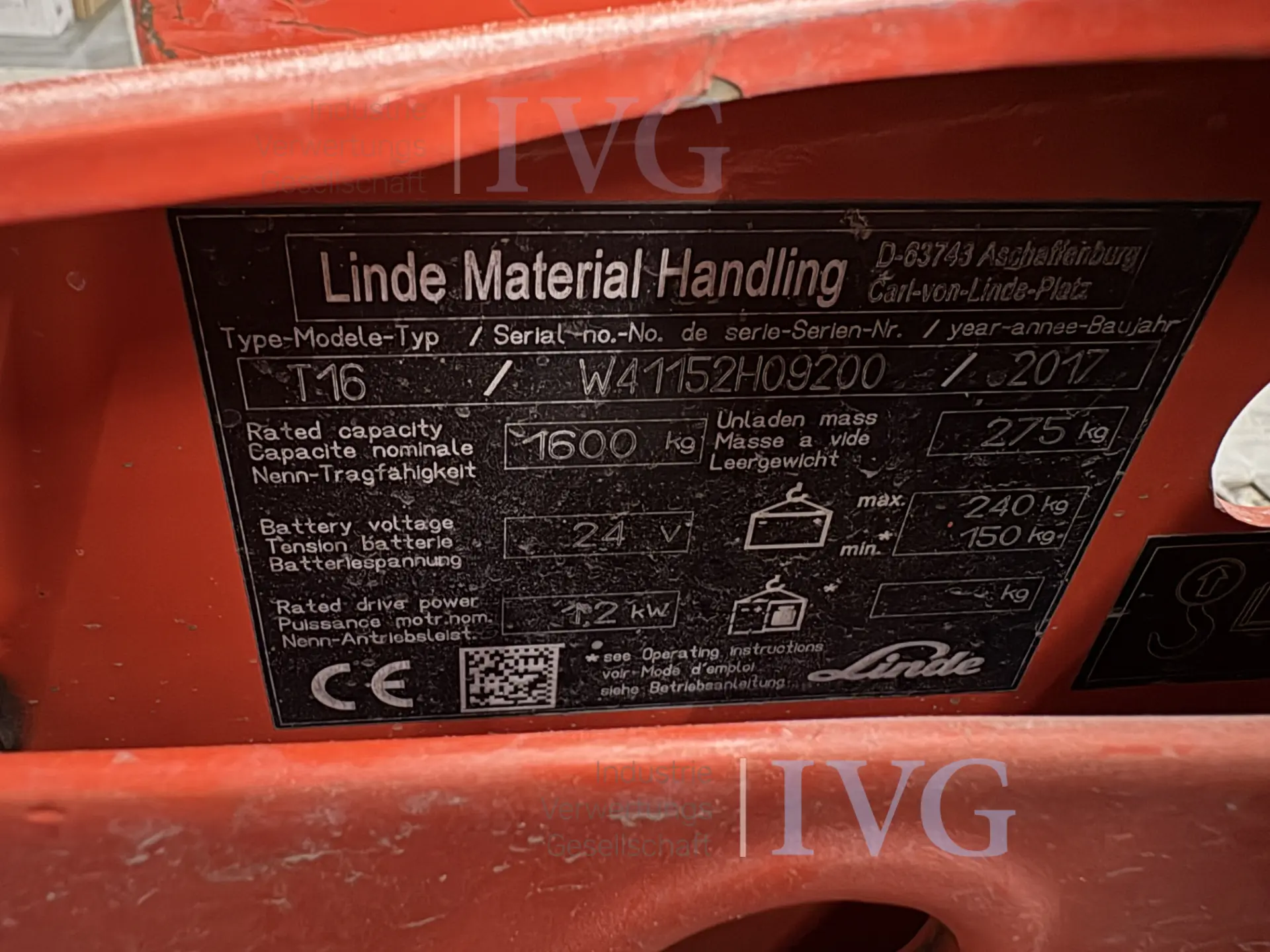 E-Niederhubwagen LINDE T16 – foto 3 – kavel bij IVG, Gaimersheim