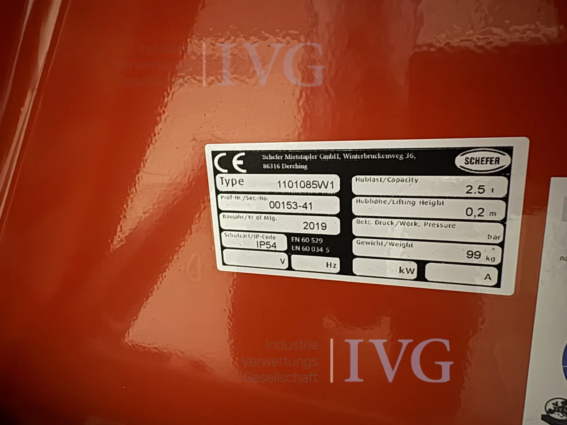 Gabelhubwagen/Waage SCHEFER 1101085W1 – foto 6 – kavel bij IVG, Gaimersheim