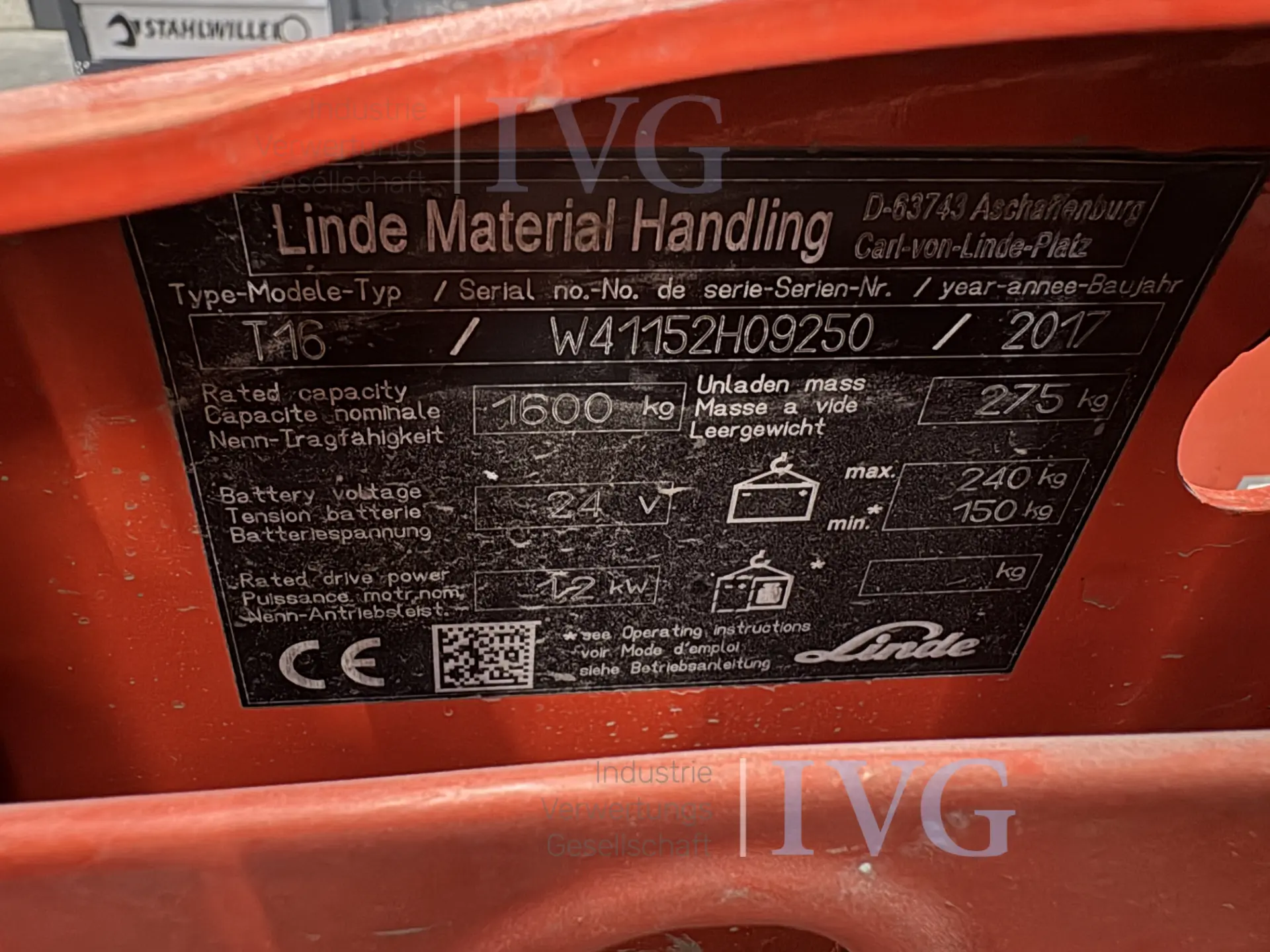 E-Niederhubwagen LINDE T16 – foto 3 – kavel bij IVG, Gaimersheim