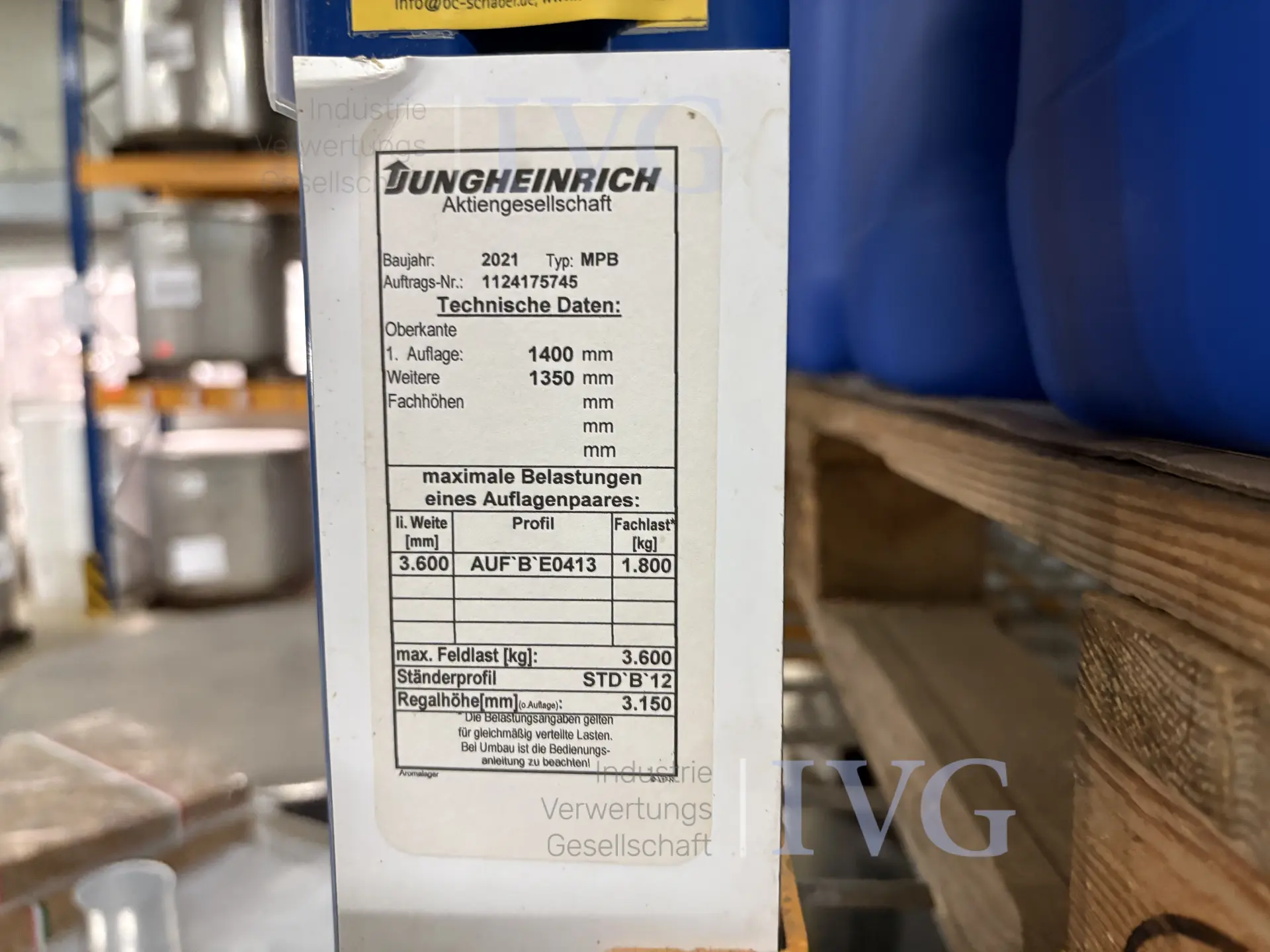 Schwerlastregale JUNGHEINRICH MPB – foto 3 – kavel bij IVG, Neuenburg