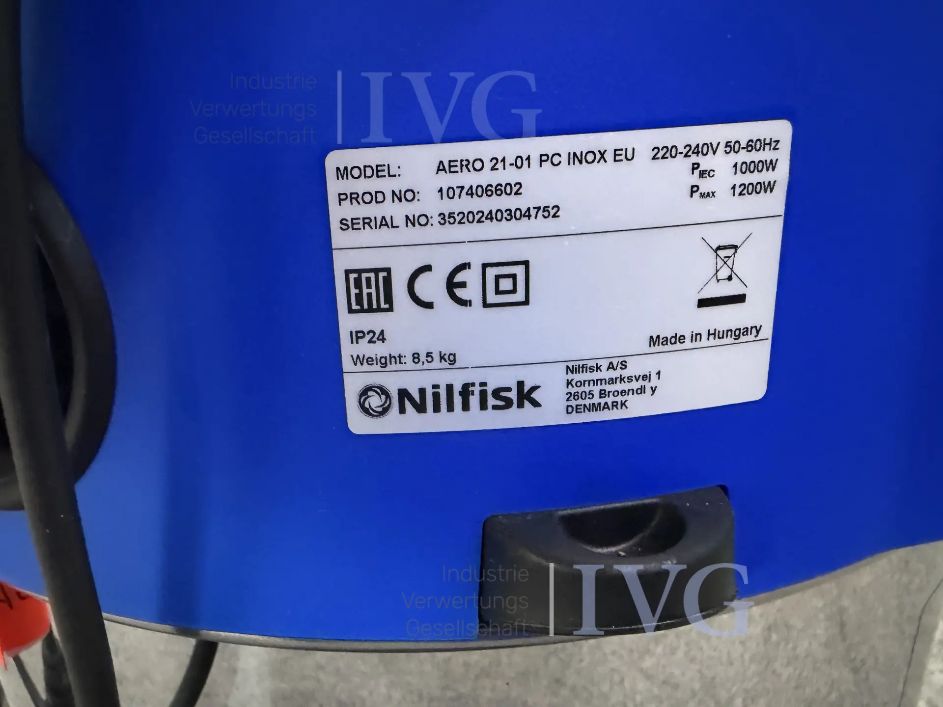 Industriesauger NILFISK Aero 21 inox – foto 4 – kavel bij IVG, Bielefeld