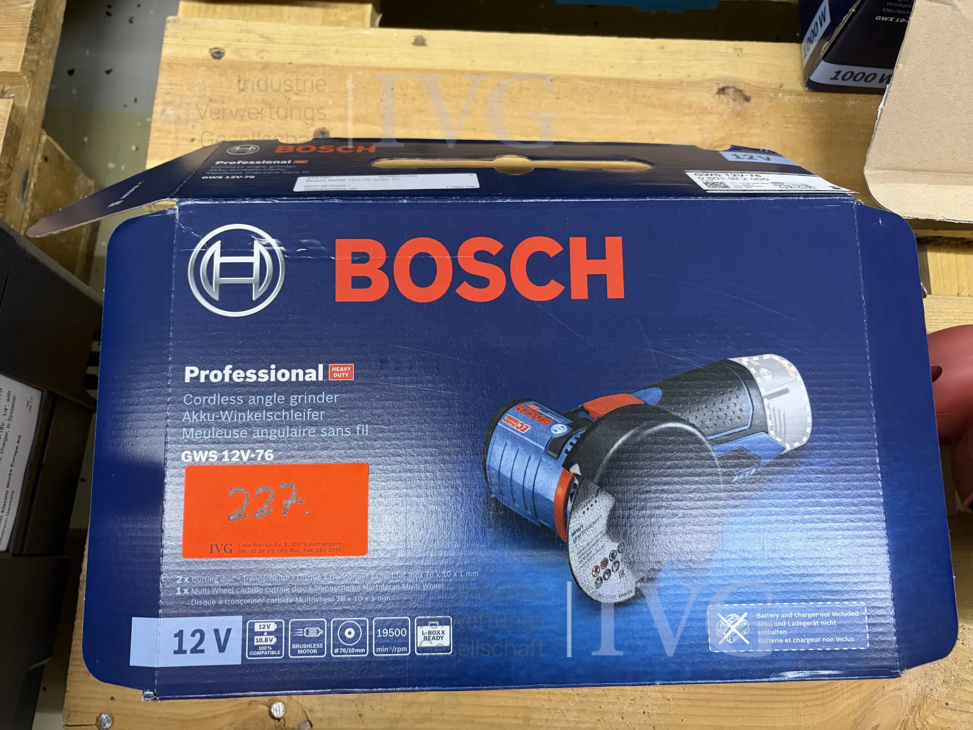 Akku-Winkelschleifer BOSCH GWS 12V-76 – kavel bij IVG, Bielefeld