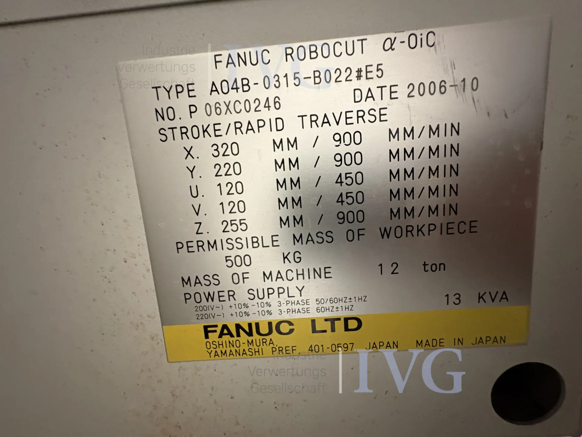 Drahterodiermaschine FANUC Robocut Alpha-OIC A04B-0315-B022#E5 – foto 8 – kavel bij IVG, Halle
