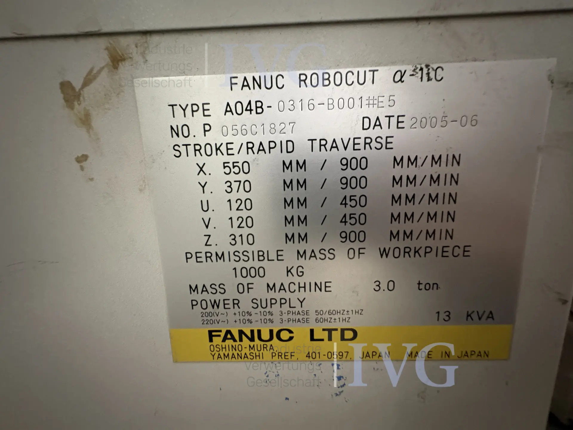 Drahterodiermaschine FANUC Robocut Alpha-1IC A04B-0316-B001#E5 – foto 4 – kavel bij IVG, Halle