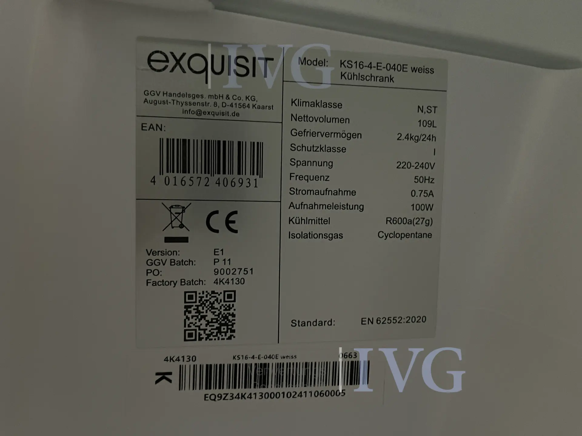 Einbaukühlschrank mit Gefrierschrank EXQUISIT KS16-4-E-040E Weiss – foto 8 – kavel bij IVG, Kirchlengern