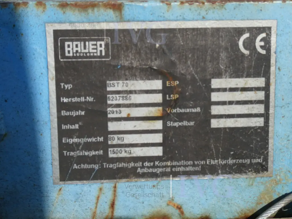 Stapler-Kipptraverse BAUER BST 70 – foto 3 – kavel bij IVG, Velen