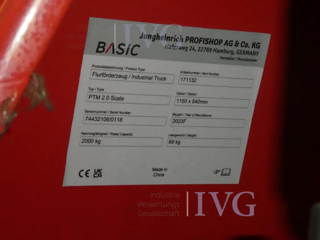 Wiege-Gabelhubwagen BASIC PTM 2.0 Scale – foto 4 – kavel bij IVG, Velen