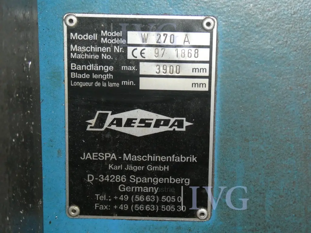 horizontaler Bandsägeautomat JAESPA W 270 A – foto 11 – kavel bij IVG, Velen