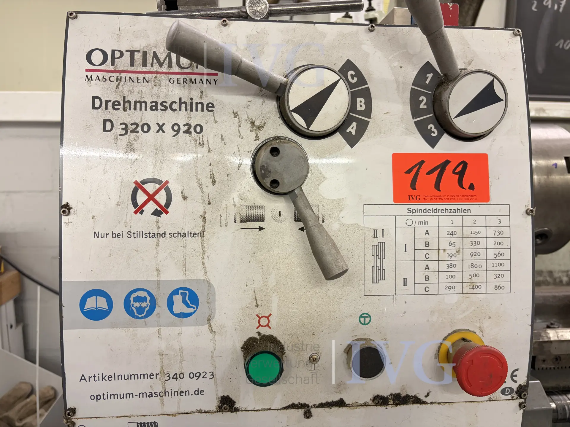 Drehmaschine OPTIMUM D 320 x 920 – foto 6 – kavel bij IVG, Luckenwalde