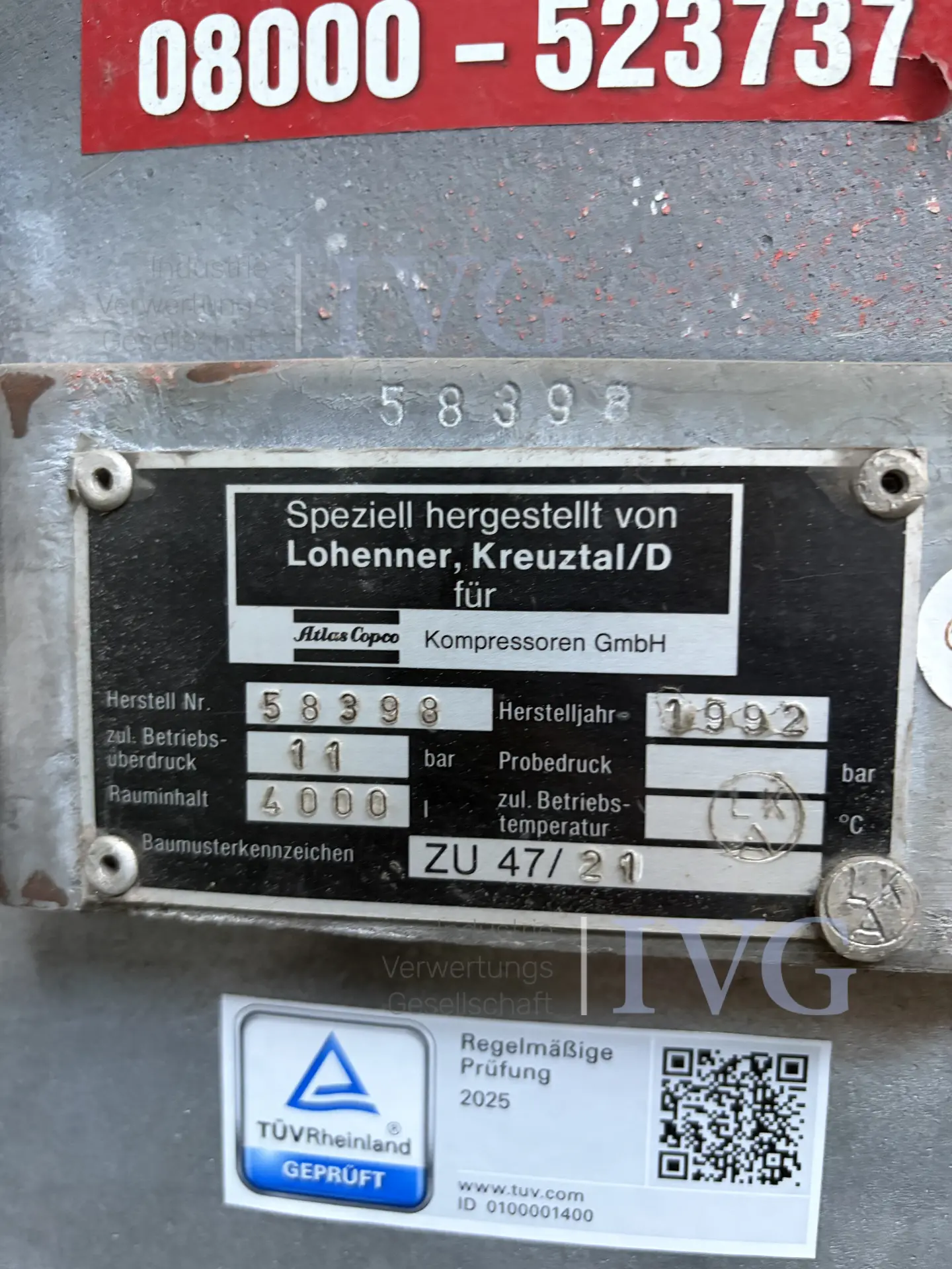 Druckluftkessel LOHENNER – foto 5 – kavel bij IVG, Stolberg