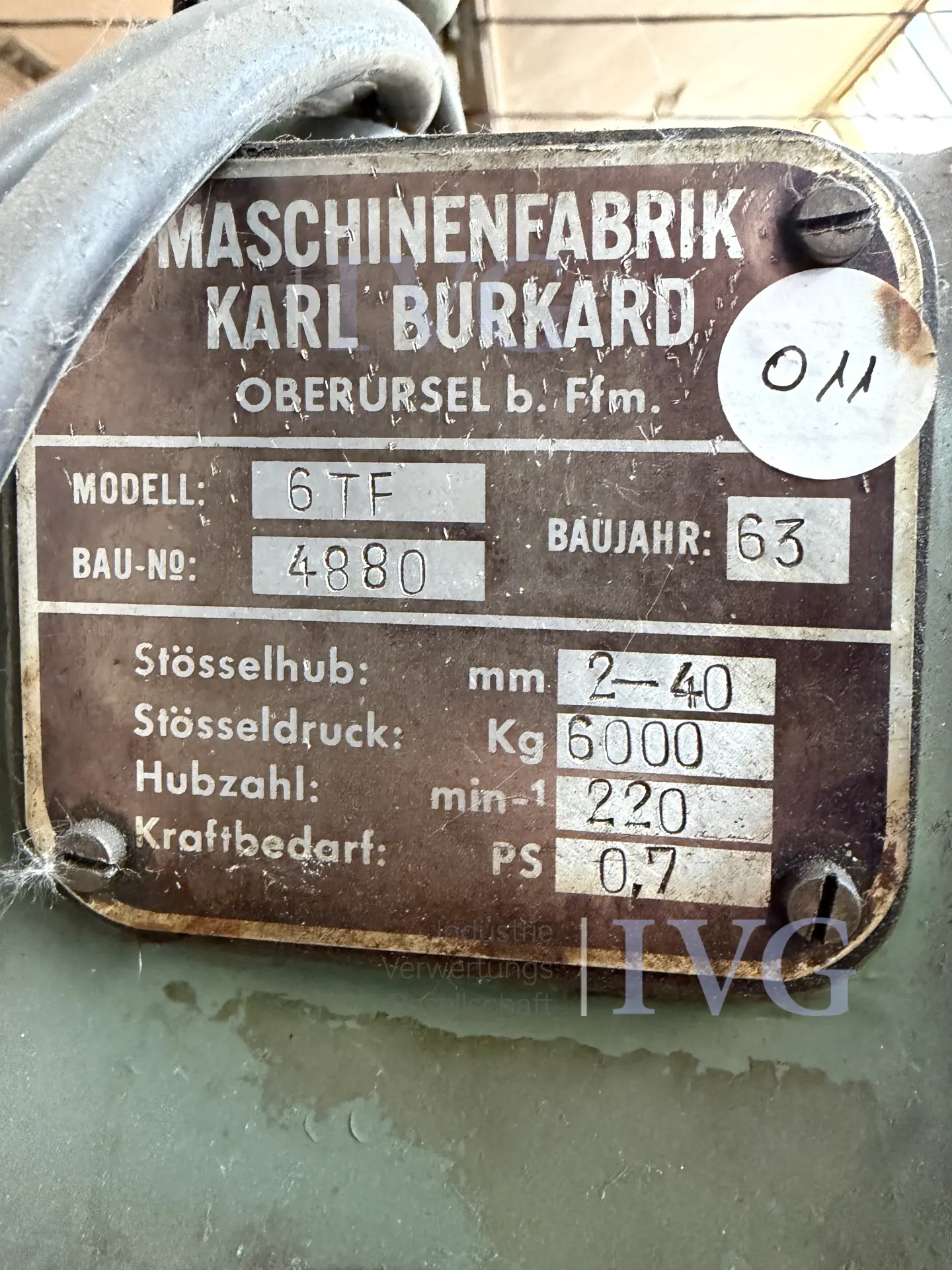 Exzenterpresse BURKARD 6TF – foto 7 – kavel bij IVG, Stolberg