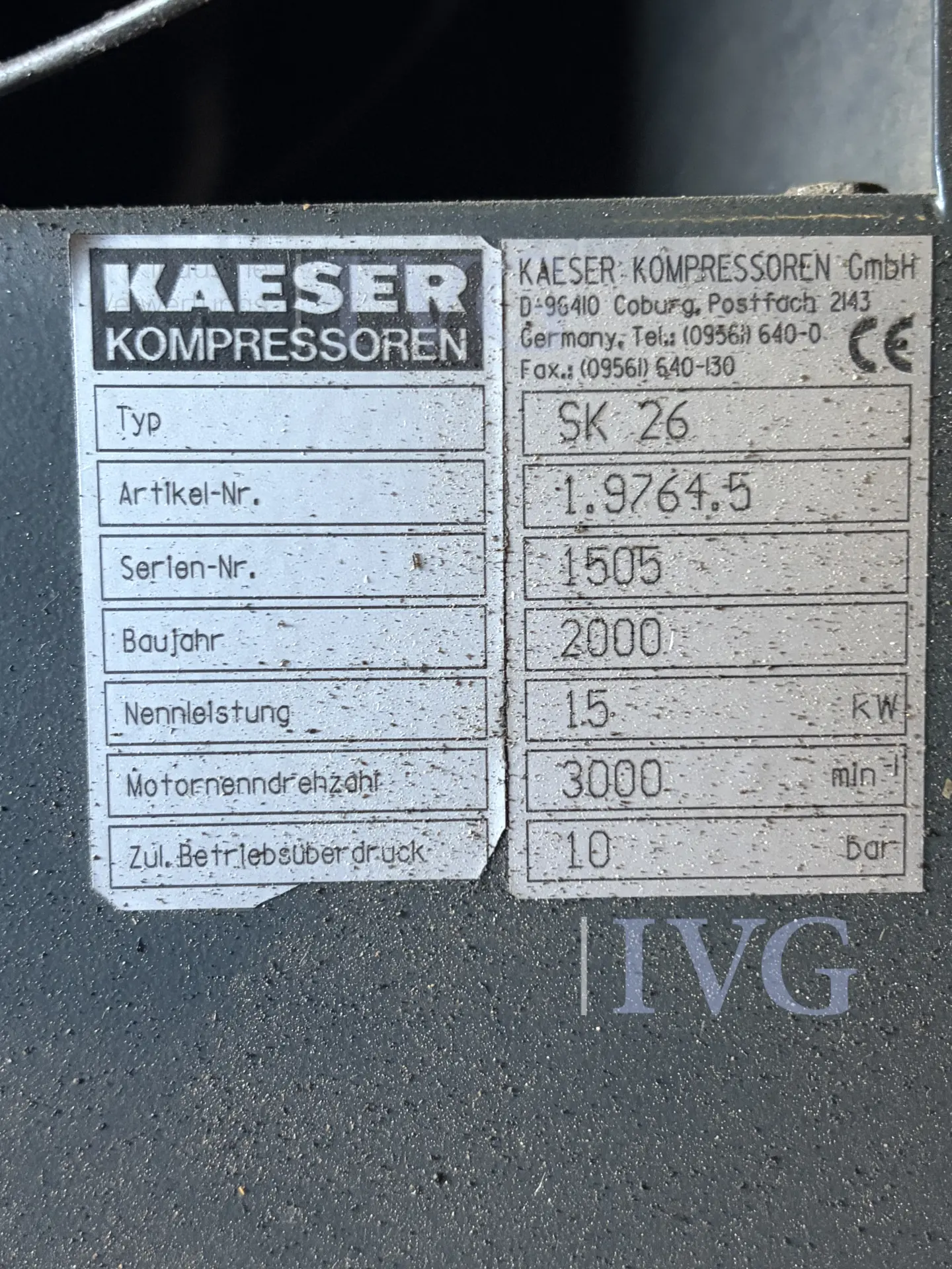 Schraubenkompressor KAESER SK26 – foto 7 – kavel bij IVG, Stolberg