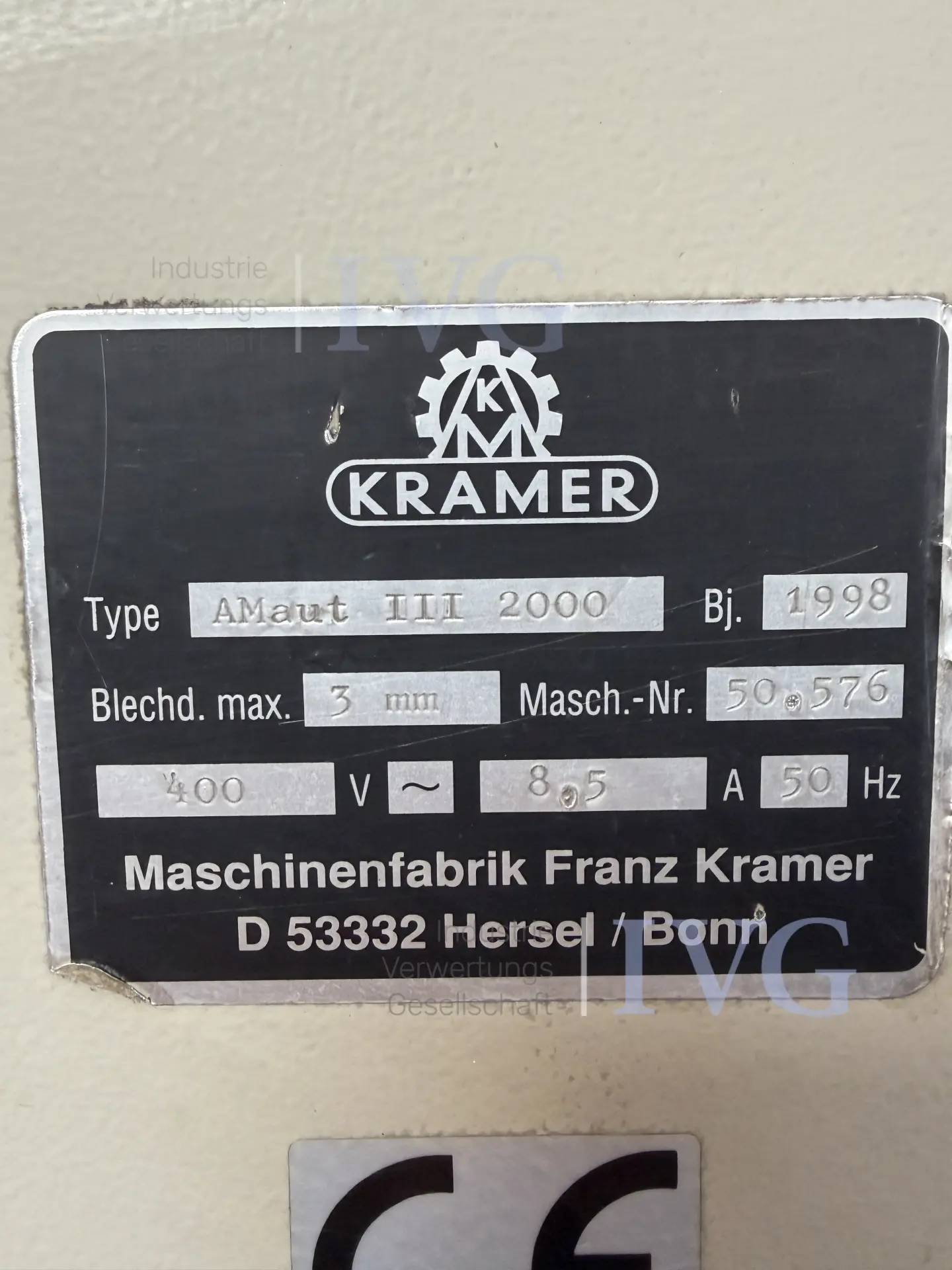 Schwenkbiegemaschine KRAMER AMaut III 2000 – foto 8 – kavel bij IVG, Stolberg