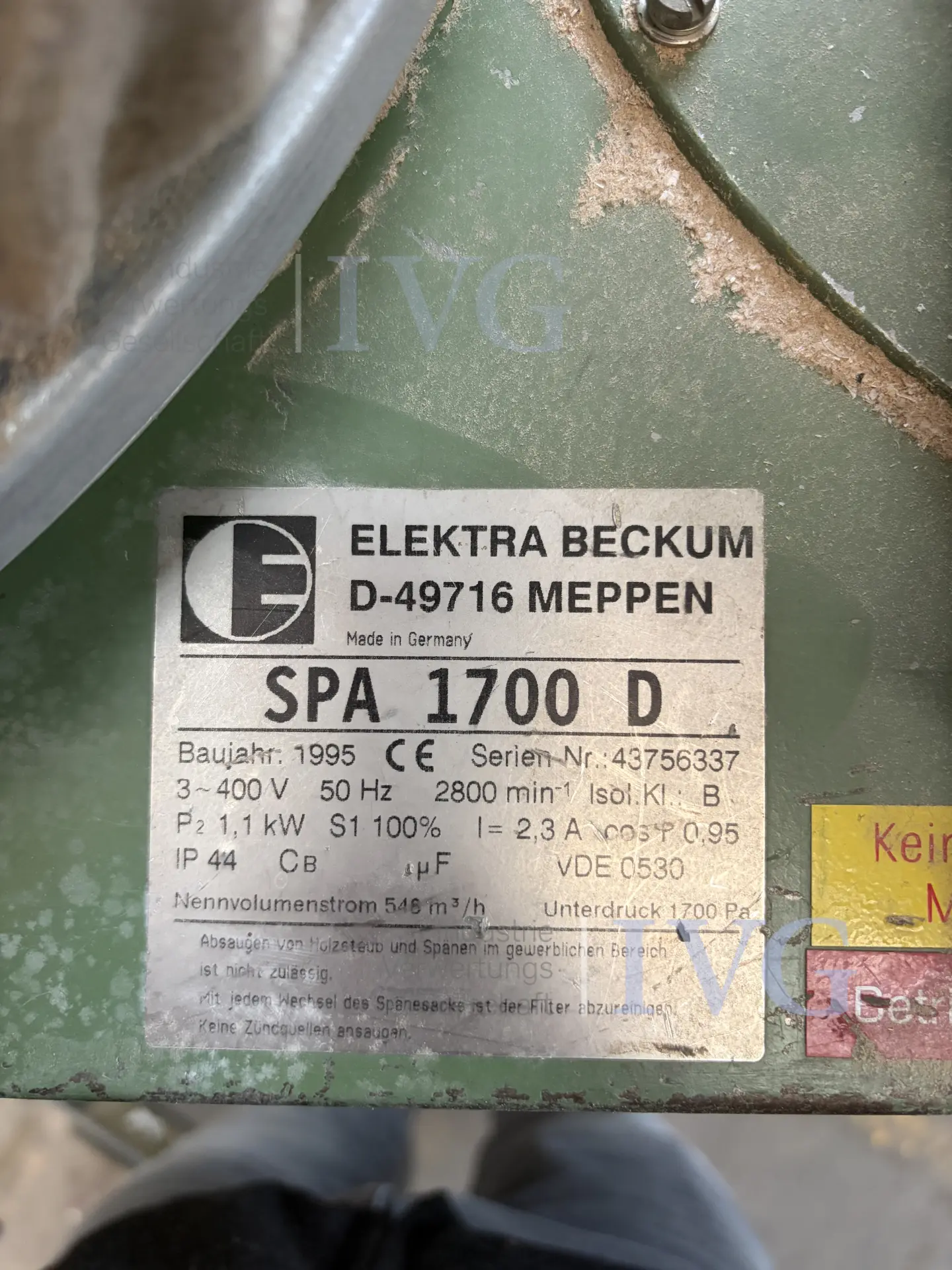 mobile Absauganlage ELEKTRA BECKUM SPA 1700 D – foto 6 – kavel bij IVG, Kirchlengern