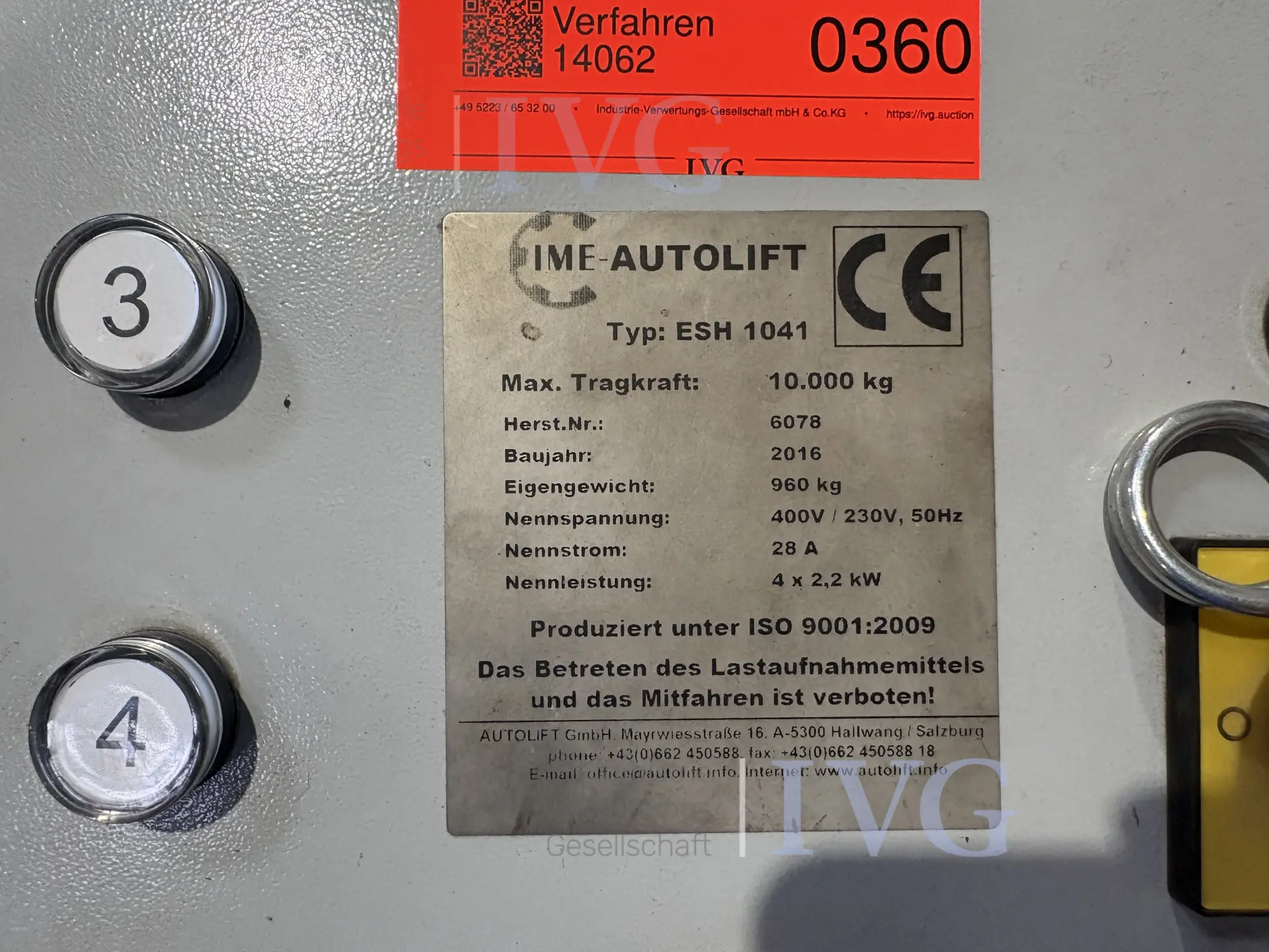 Reifengreif-Hebeanlage IME AUTOLIFT ESH1041 – foto 5 – kavel bij IVG, Einbeck