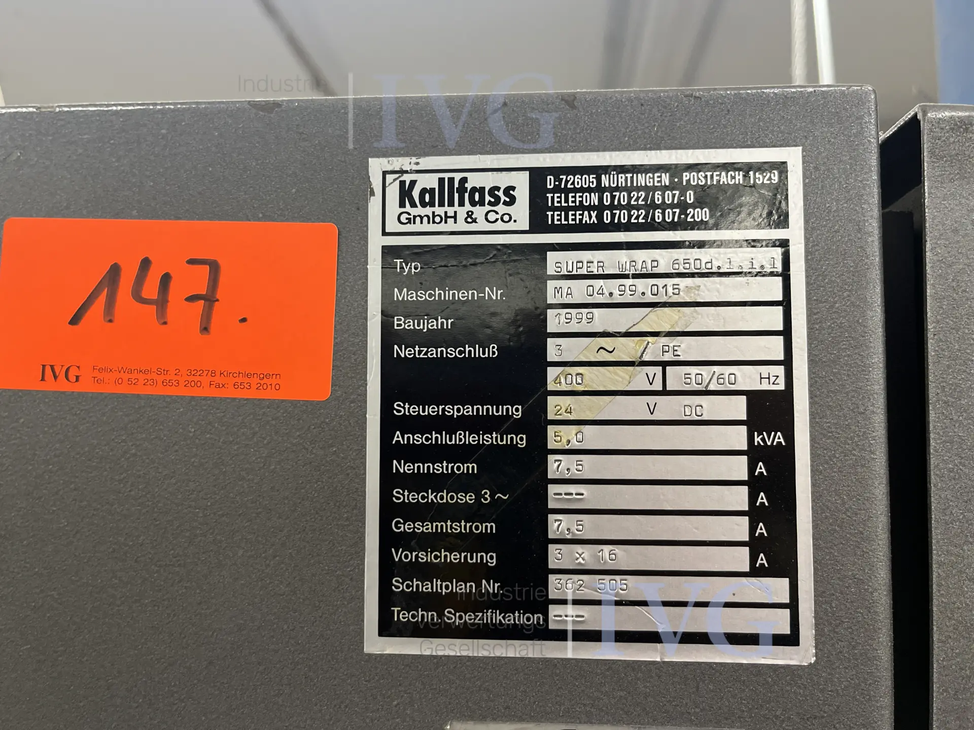 Folienverpackungsmaschine KALLFASS Super Wrap 650d.1.i.1 – foto 3 – kavel bij IVG, Augsburg