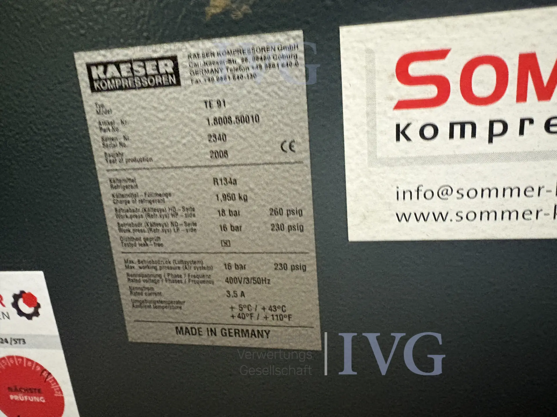 Perslucht-koeldroger KAESER TE 91 – foto 2 – kavel bij IVG, Augsburg
