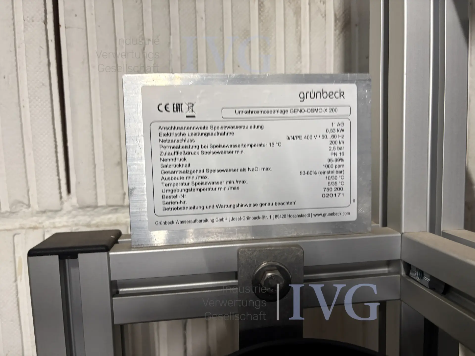 Umkehrosmoseanlage GRÜNBECK GENO-OSMO-X 200 – foto 3 – kavel bij IVG, Augsburg