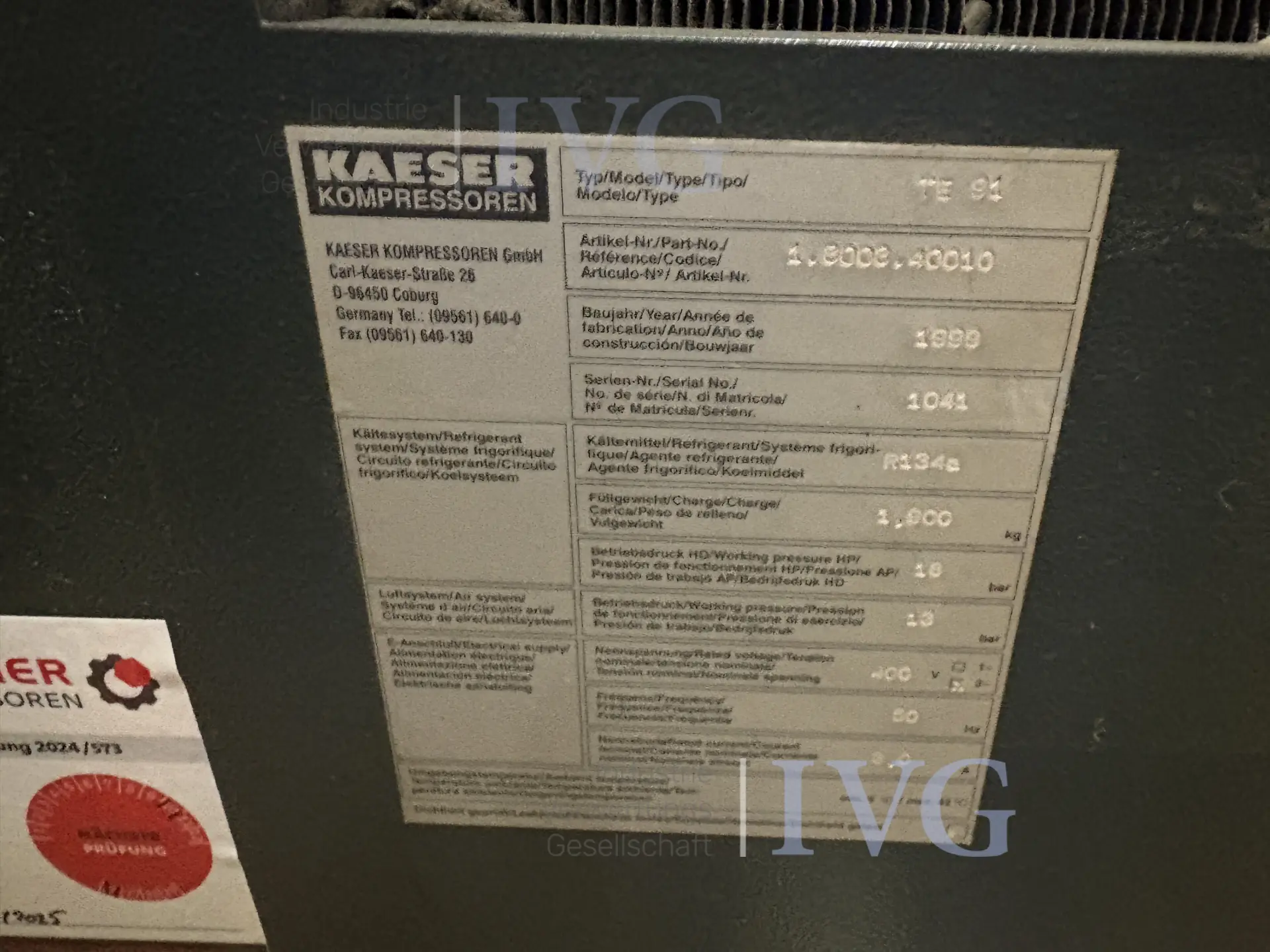 Perslucht-koeldroger KAESER TE 91 – foto 2 – kavel bij IVG, Augsburg