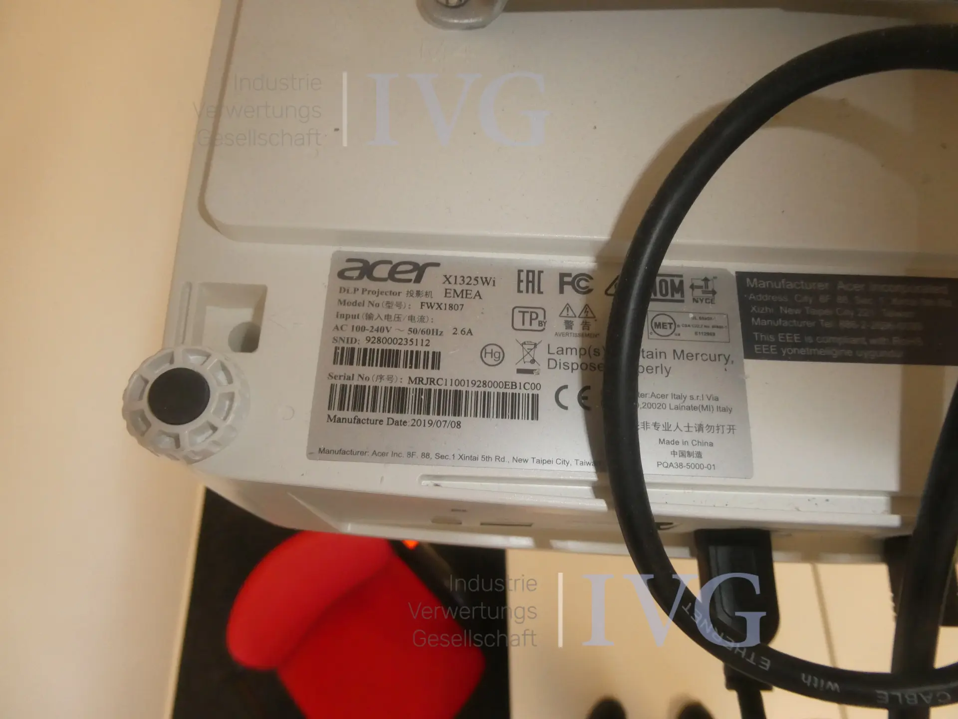 Beamer ACER X1325Wi – foto 3 – kavel bij IVG, Hamm