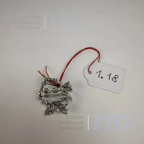 Diamant Brosche floral (585 WG)