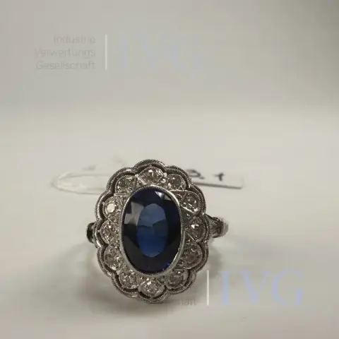 Saphir Ddiamant Entourage Ring im Antikstil