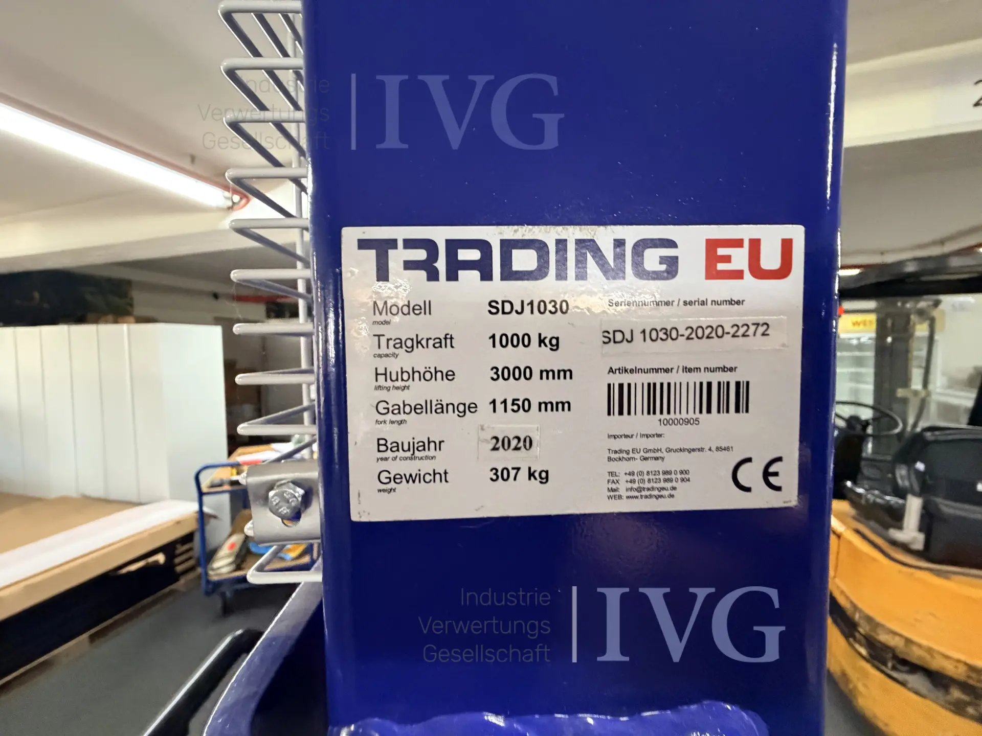 manueller Deichsel-Hochhubwagen TRADING EU SDJ 1030 – foto 5 – kavel bij IVG, Neunkirchen-Seelscheid
