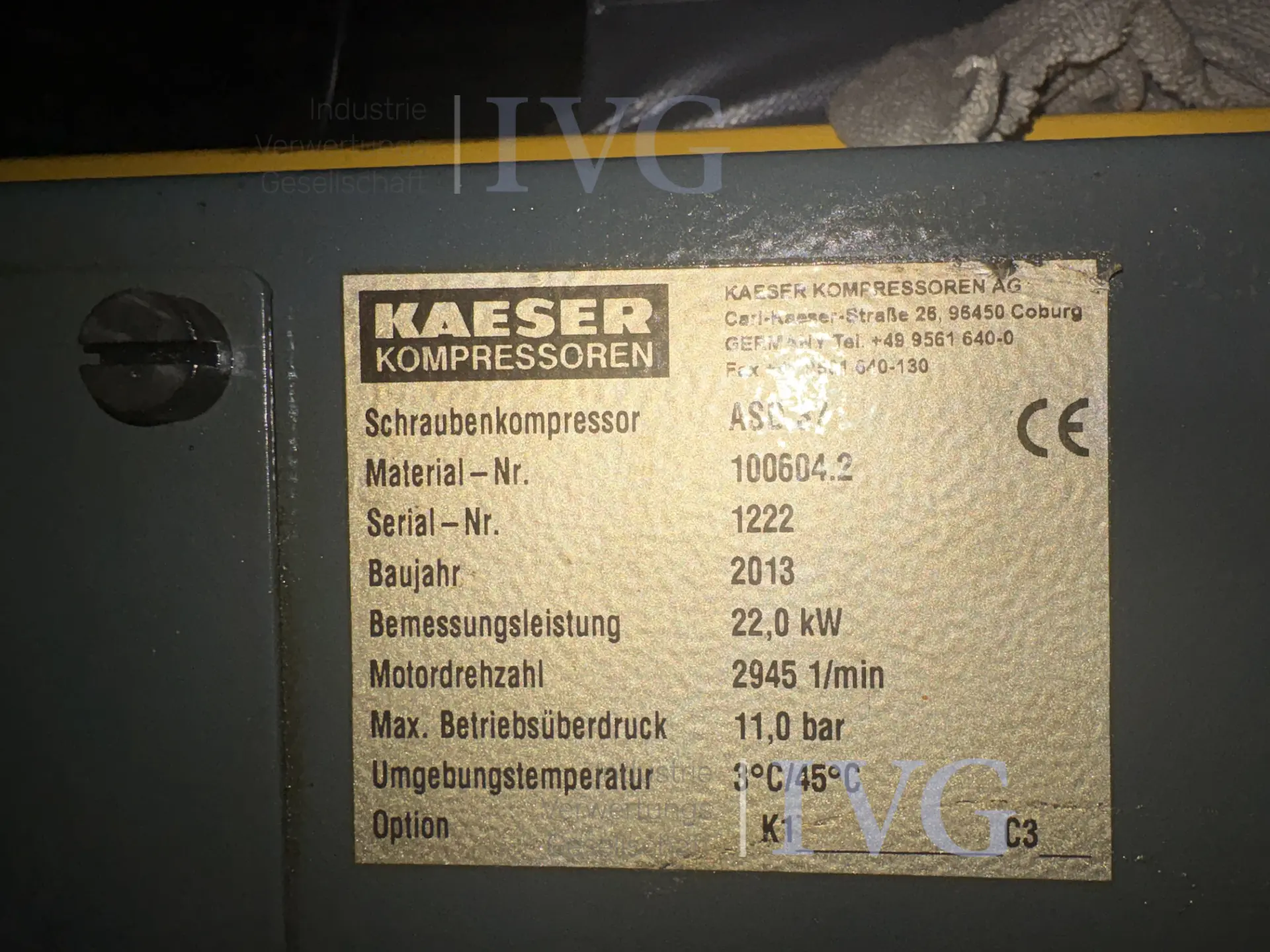 Schroefcompressor KAESER ASD37 – foto 3 – kavel bij IVG, Mahlstetten