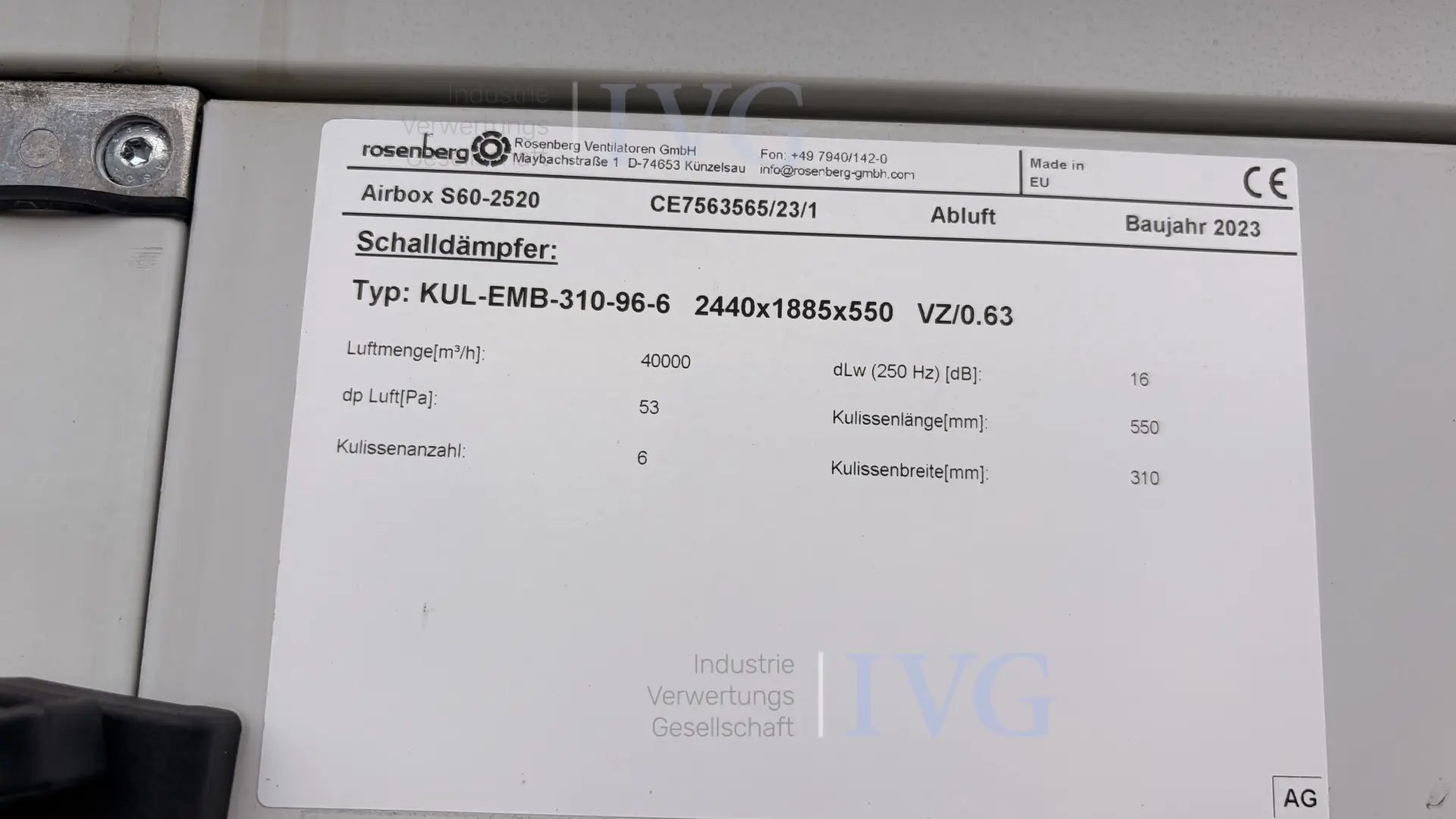Luchtbehandelingsinstallatie ROSENBERG Airbox S60-2520 – foto 11 – kavel bij IVG, Mahlstetten