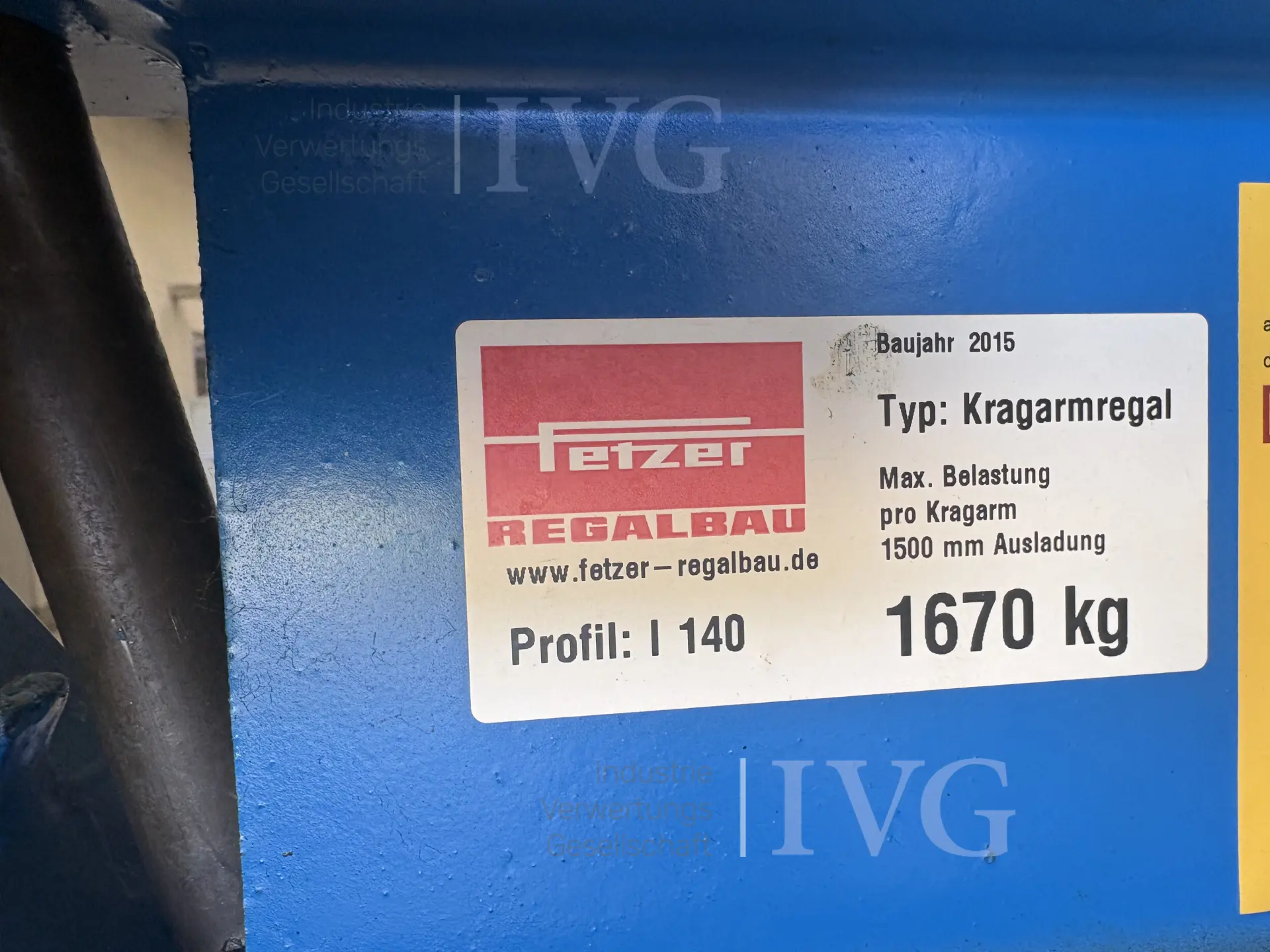 Einseitiges Kragarmregal (blau) – foto 3 – kavel bij IVG, Mahlstetten
