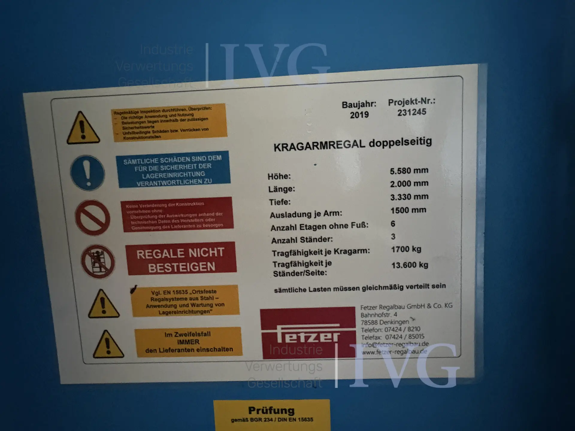 Dubbelzijdig uitkragend rek (blauw) – foto 3 – kavel bij IVG, Mahlstetten