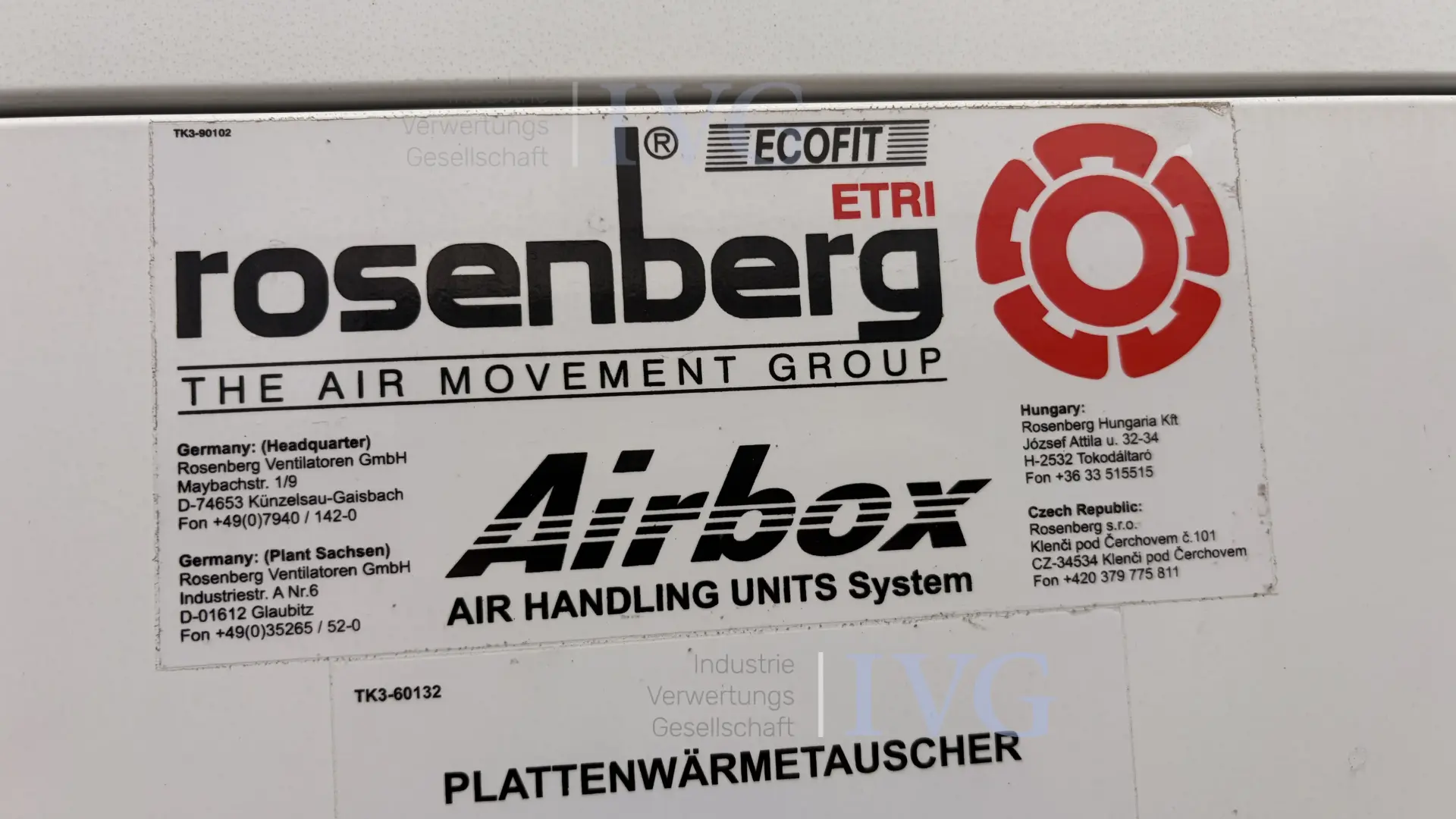 Luchtbehandelingsinstallatie ROSENBERG Airbox S60-2520 – foto 2 – kavel bij IVG, Mahlstetten