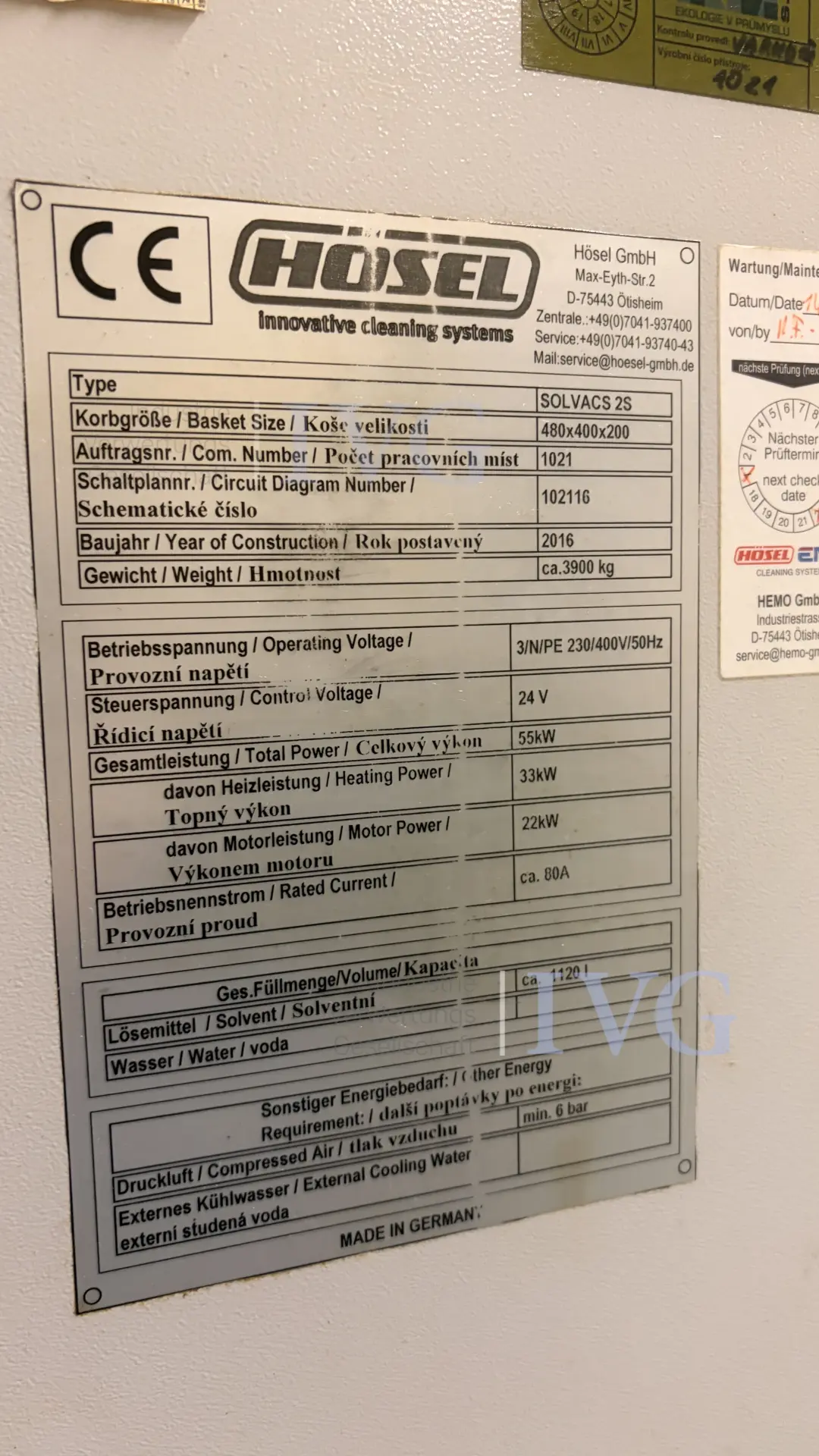 Ultrasone reinigingsinstallatie HÖSEL Solvacs 2S – foto 18 – kavel bij IVG, Mahlstetten