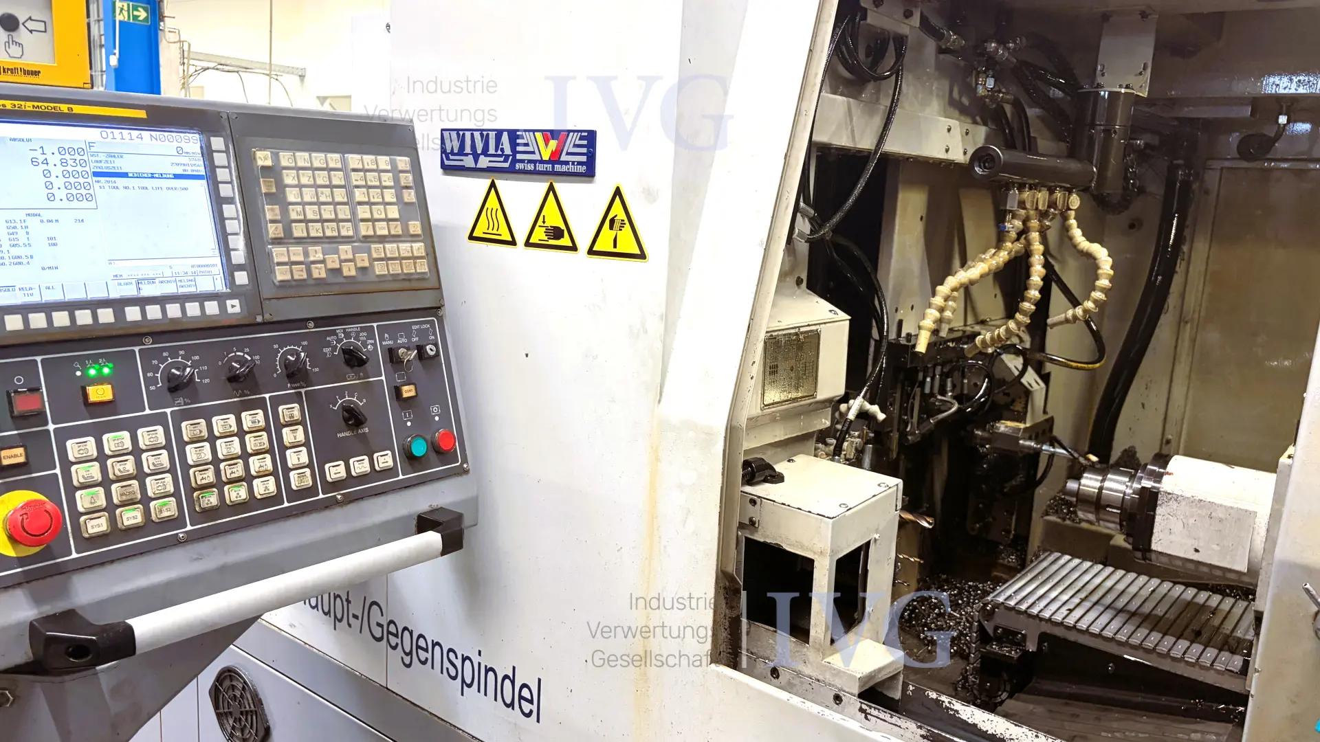 CNC-Langdrehmaschine mit Stangenlader WIVIA W428 – foto 2 – kavel bij IVG, Mahlstetten