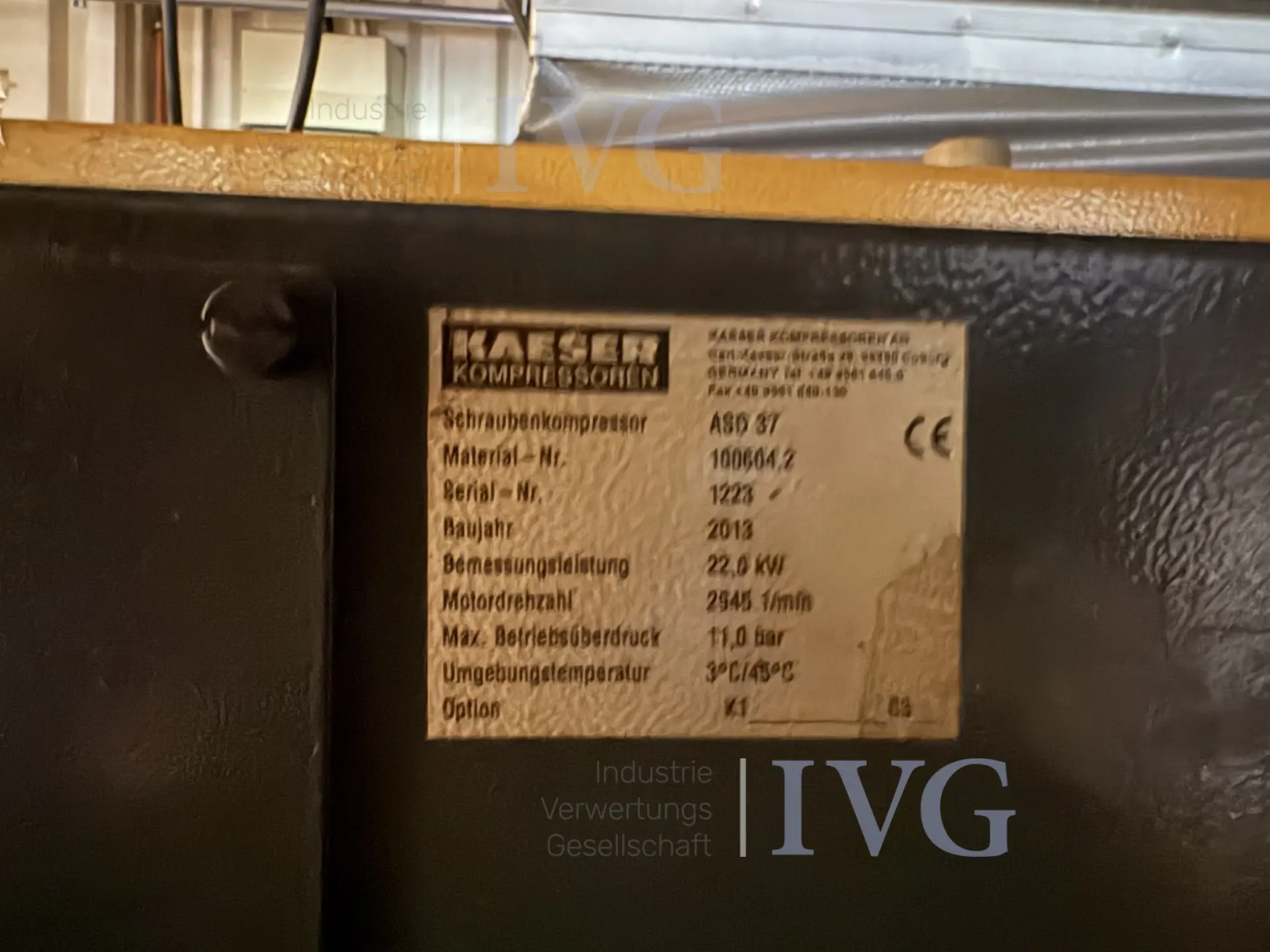Schraubenkompressor KAESER ASD37 – foto 3 – kavel bij IVG, Mahlstetten