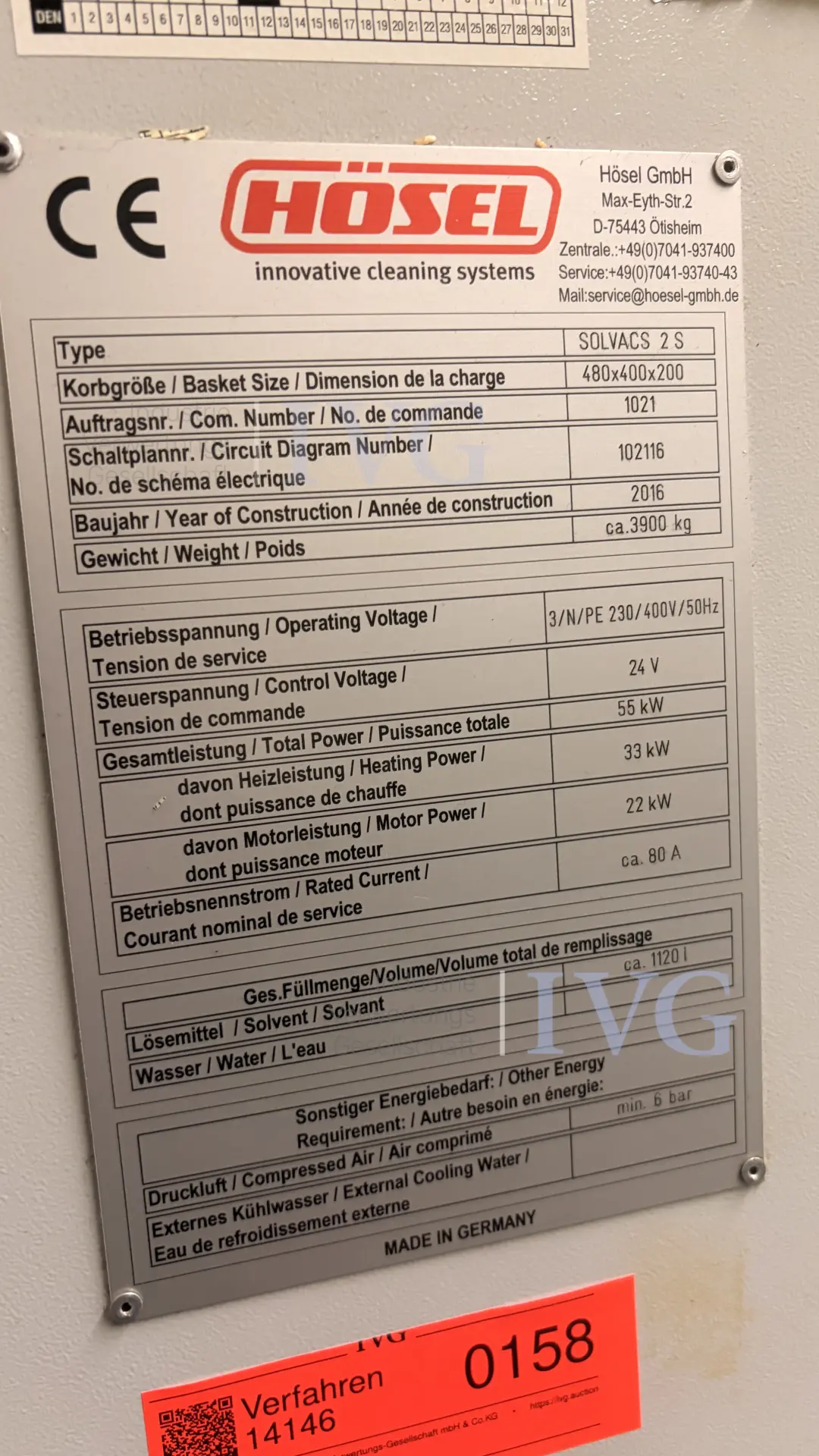 Ultrasone reinigingsinstallatie HÖSEL Solvacs 2S – foto 17 – kavel bij IVG, Mahlstetten