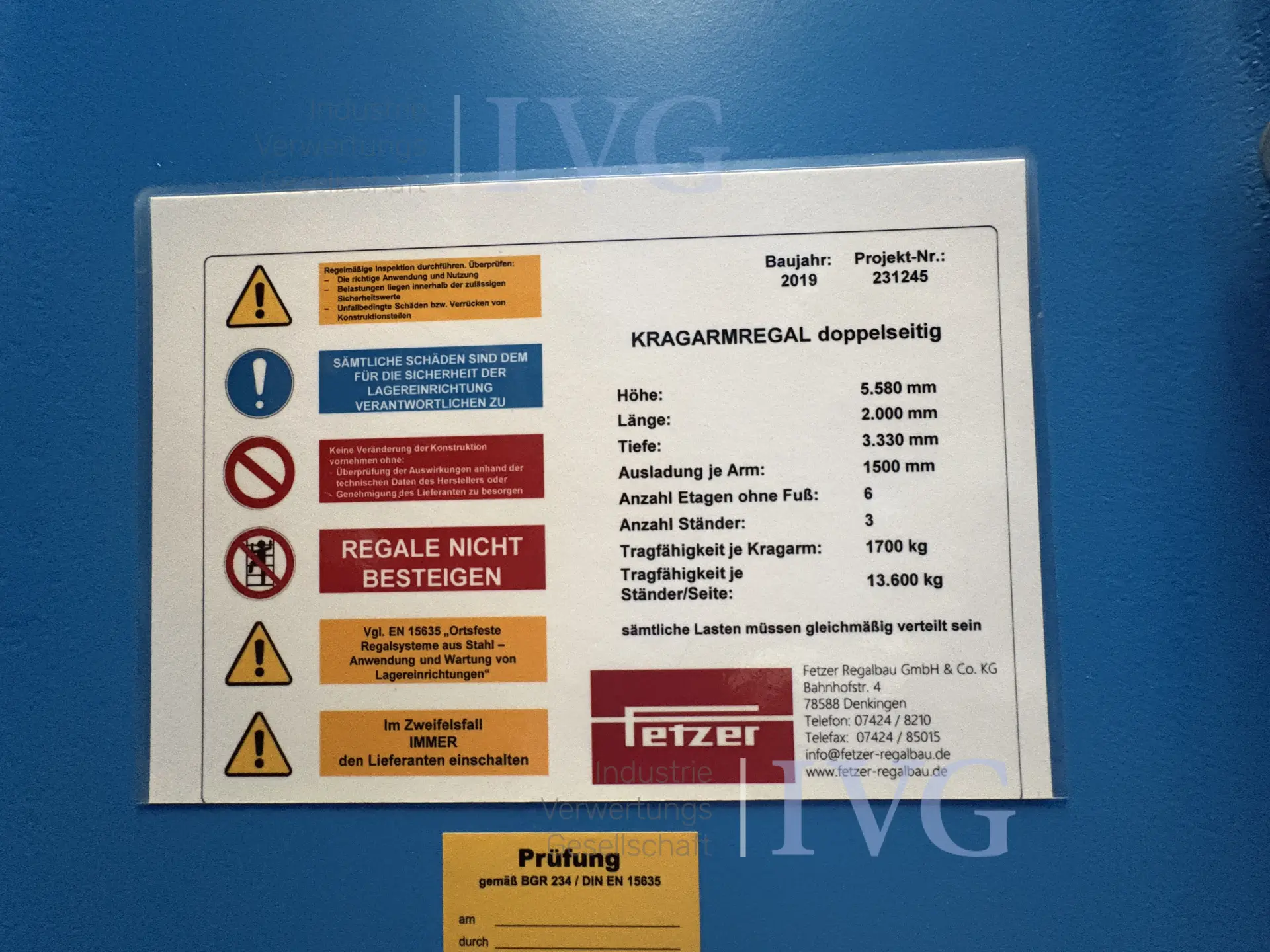 Zweiseitiges Kragarmregal (blau) – foto 3 – kavel bij IVG, Mahlstetten